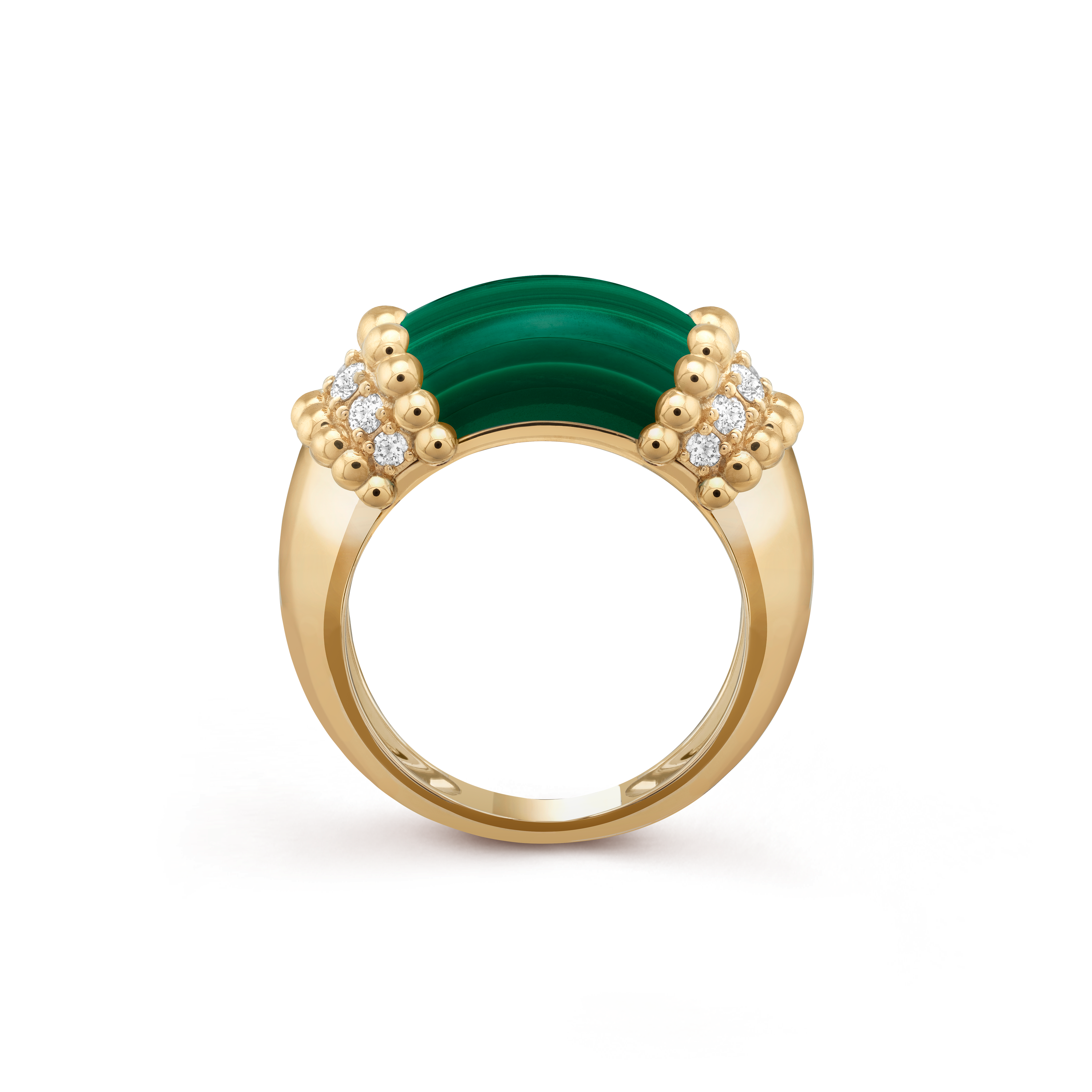 Color Blossom Ring, Yellow Gold, White Gold, Malachite And