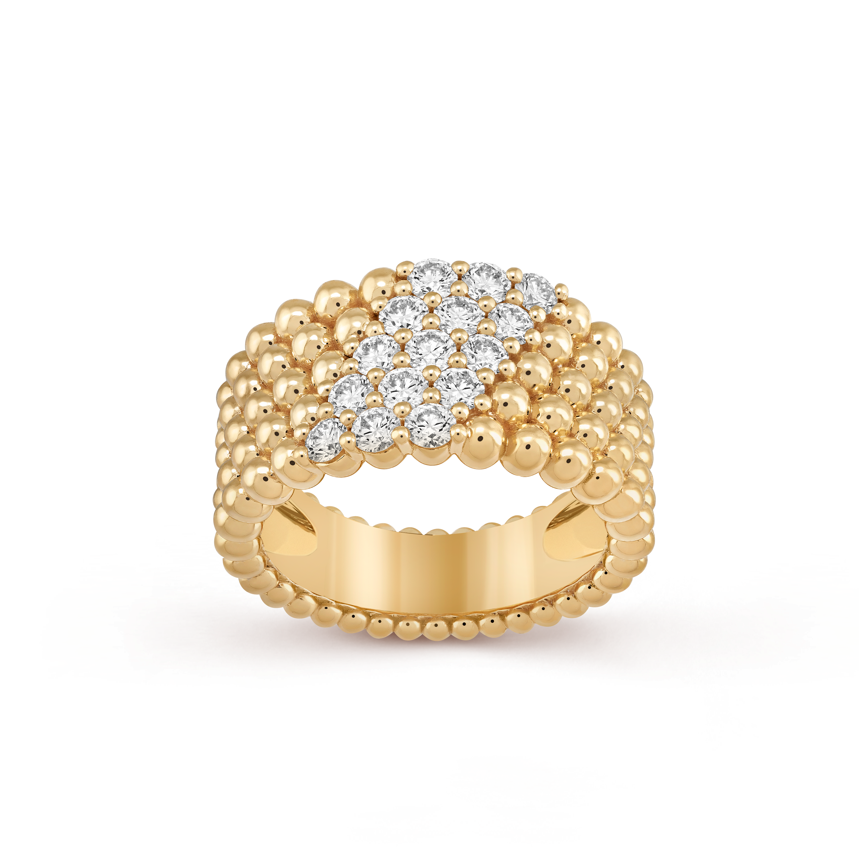 Van Cleef & Arpels - Perlee Diamonds Ring, 5 Rows - Ring Woman Yellow Gold/Diamond