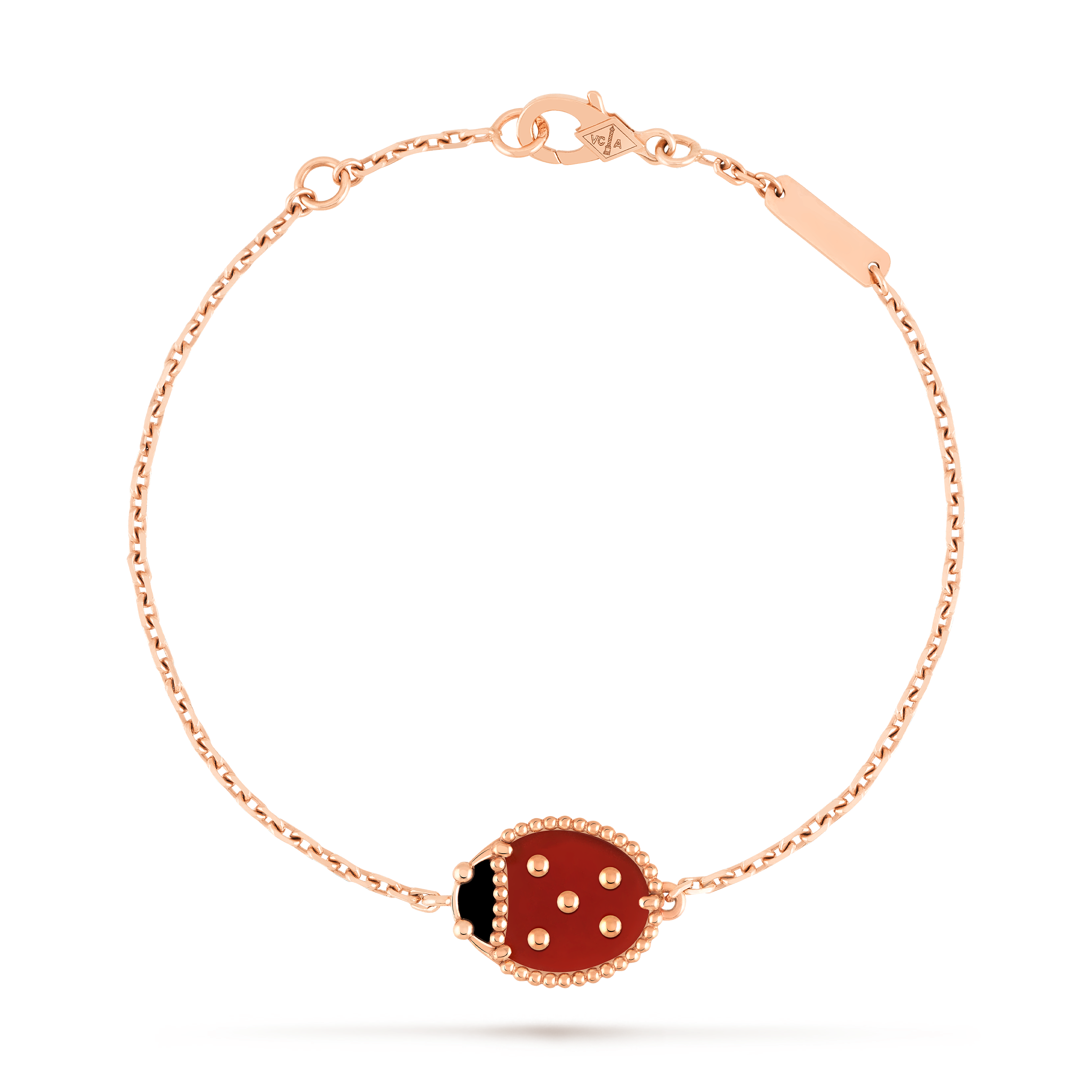 Lucky Spring bracelet, closed wings ladybug 18K rose gold, Carnelian, Onyx  - Van Cleef & Arpels