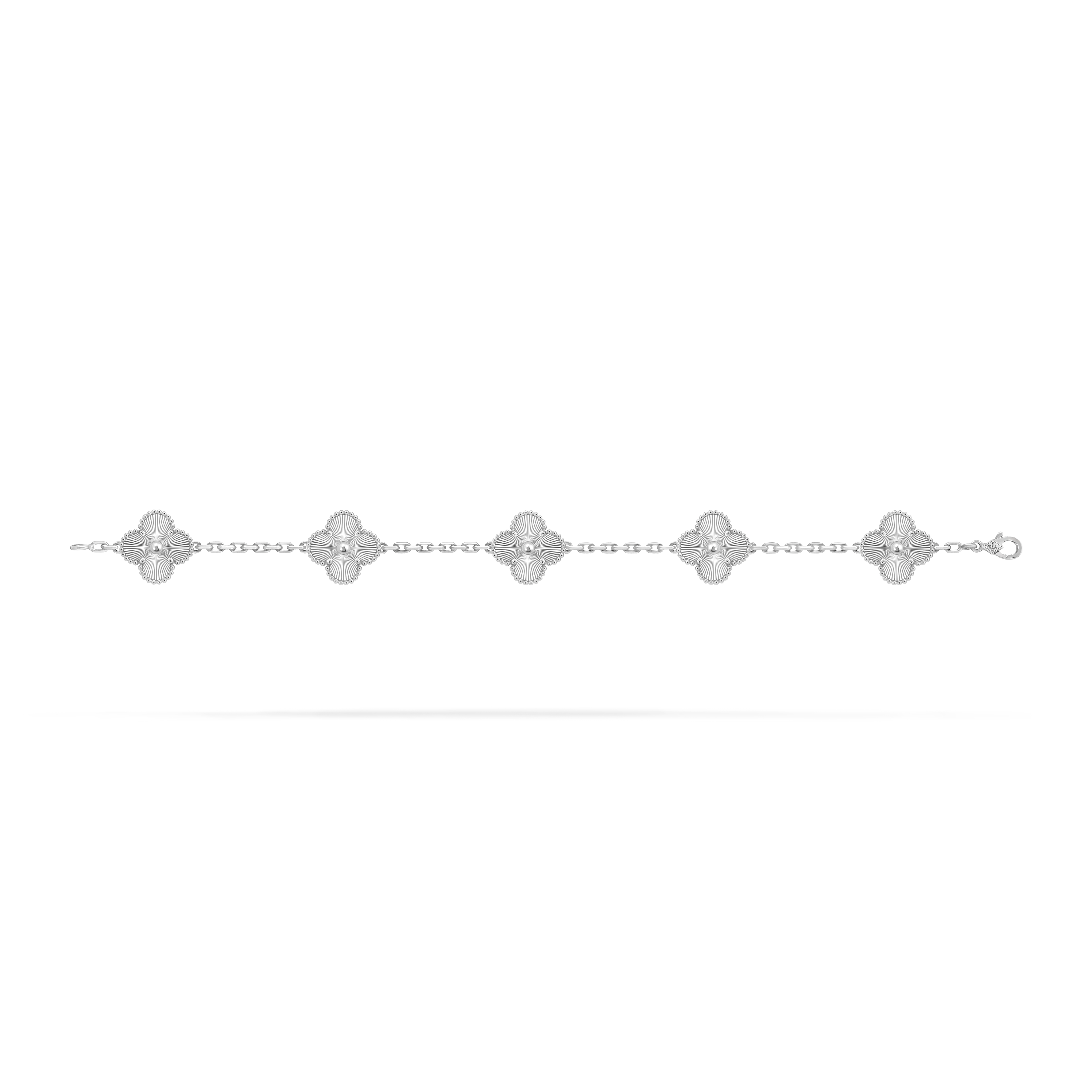 Vintage Alhambra bracelet, 5 motifs, 18K white gold, Open, Jewelry Bracelet - Van Cleef & Arpels