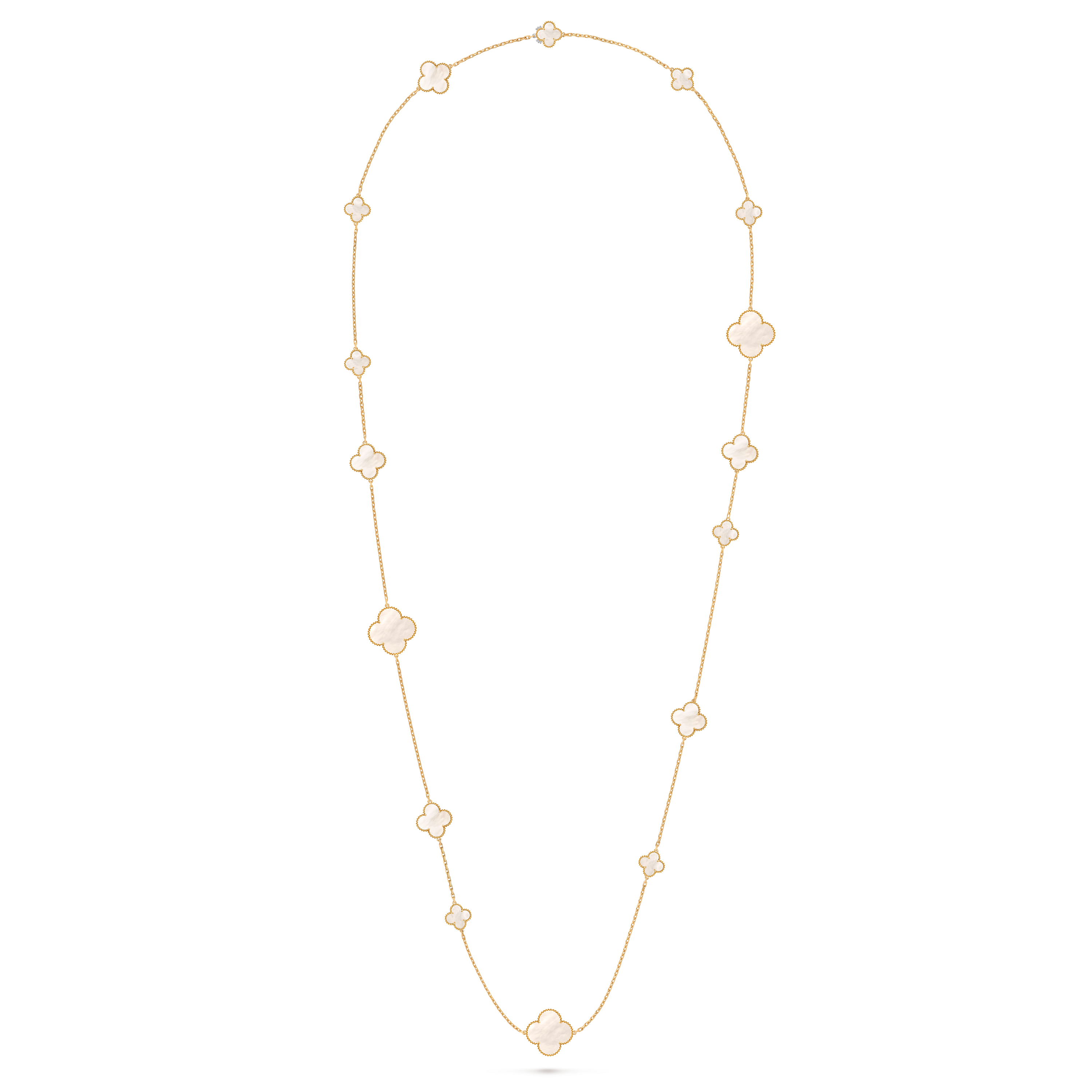 Magic Alhambra长项链,16图案, 18K黄金, 珍珠母贝:  16 stones, Detail Alternative, Jewelry Long Necklace_梵克雅宝_Van Cleef & Arpels