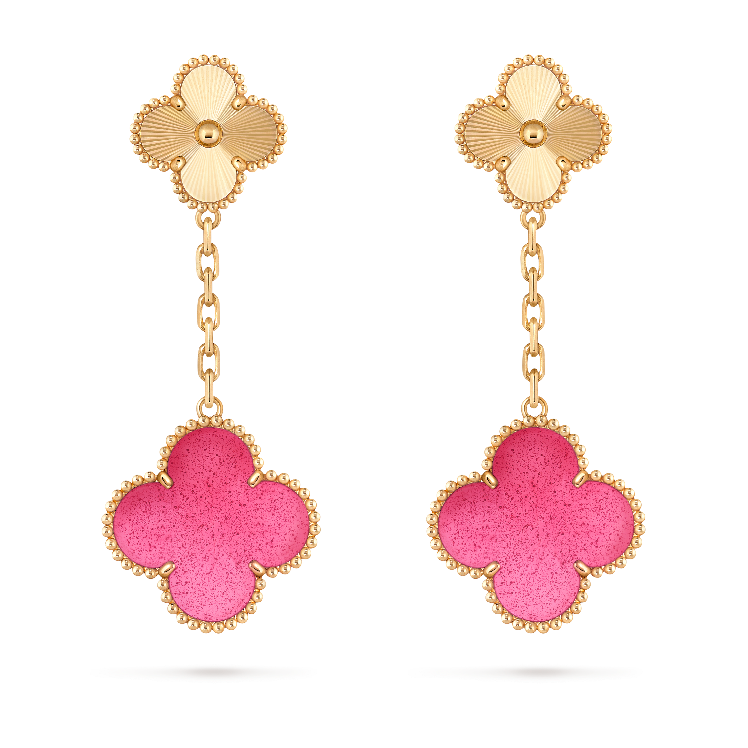Magic Alhambra earrings, 2 motifs, 18K yellow gold, Front, Jewelry Earrings - Van Cleef & Arpels