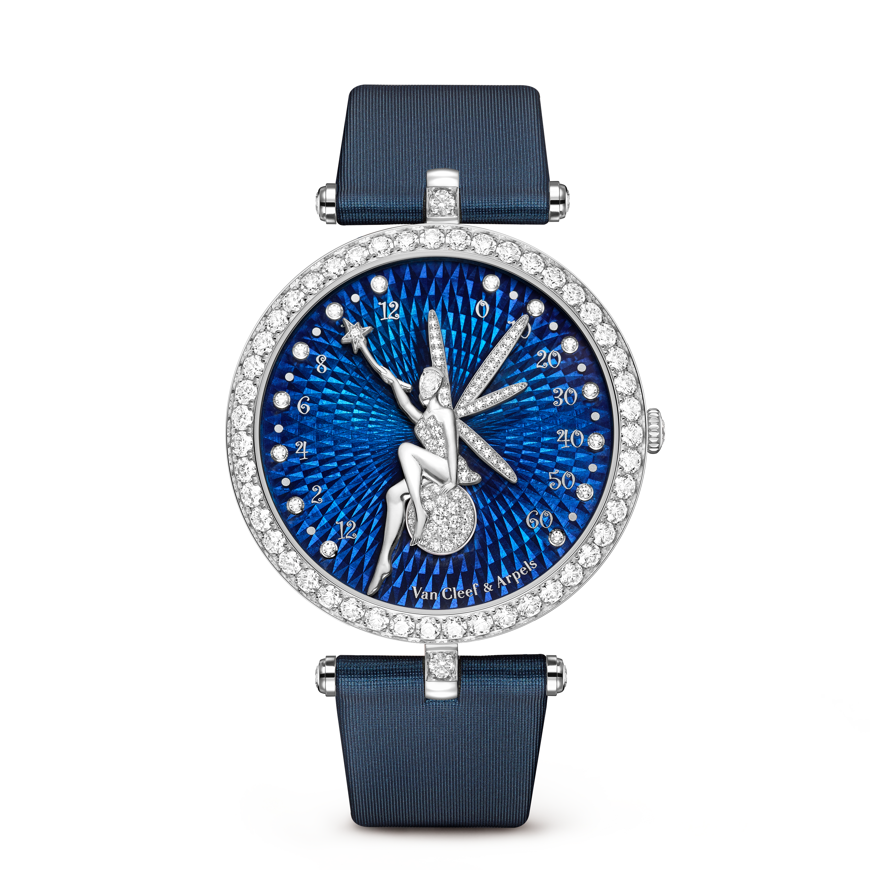Montre Lady Arpels Féérie, Or blanc 750/1000, Diamant:  182 pierres,  3.05 carats, Front, Watch