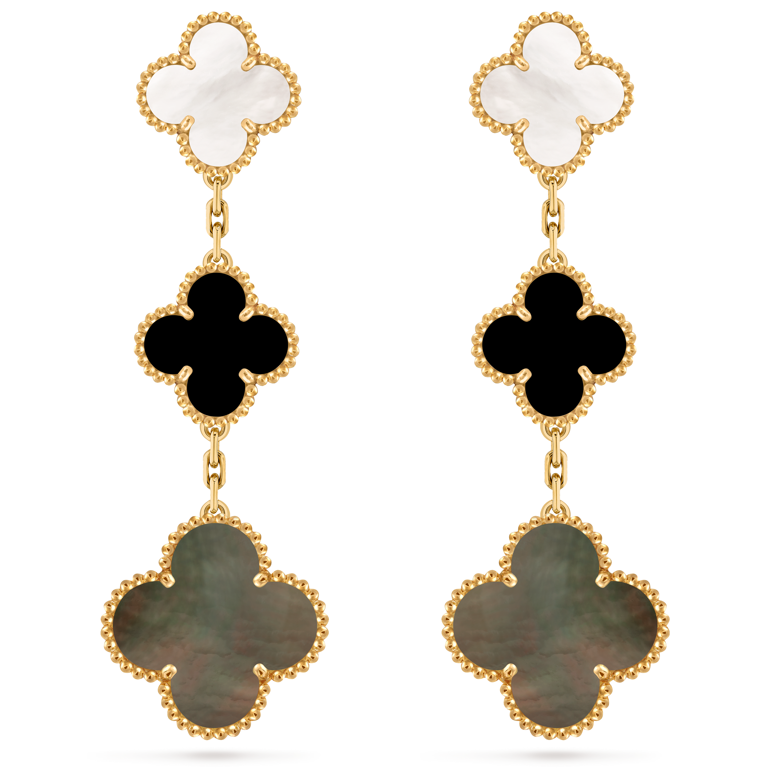 マジック アルハンブラ イヤリング、3モチーフ 18K イエロー