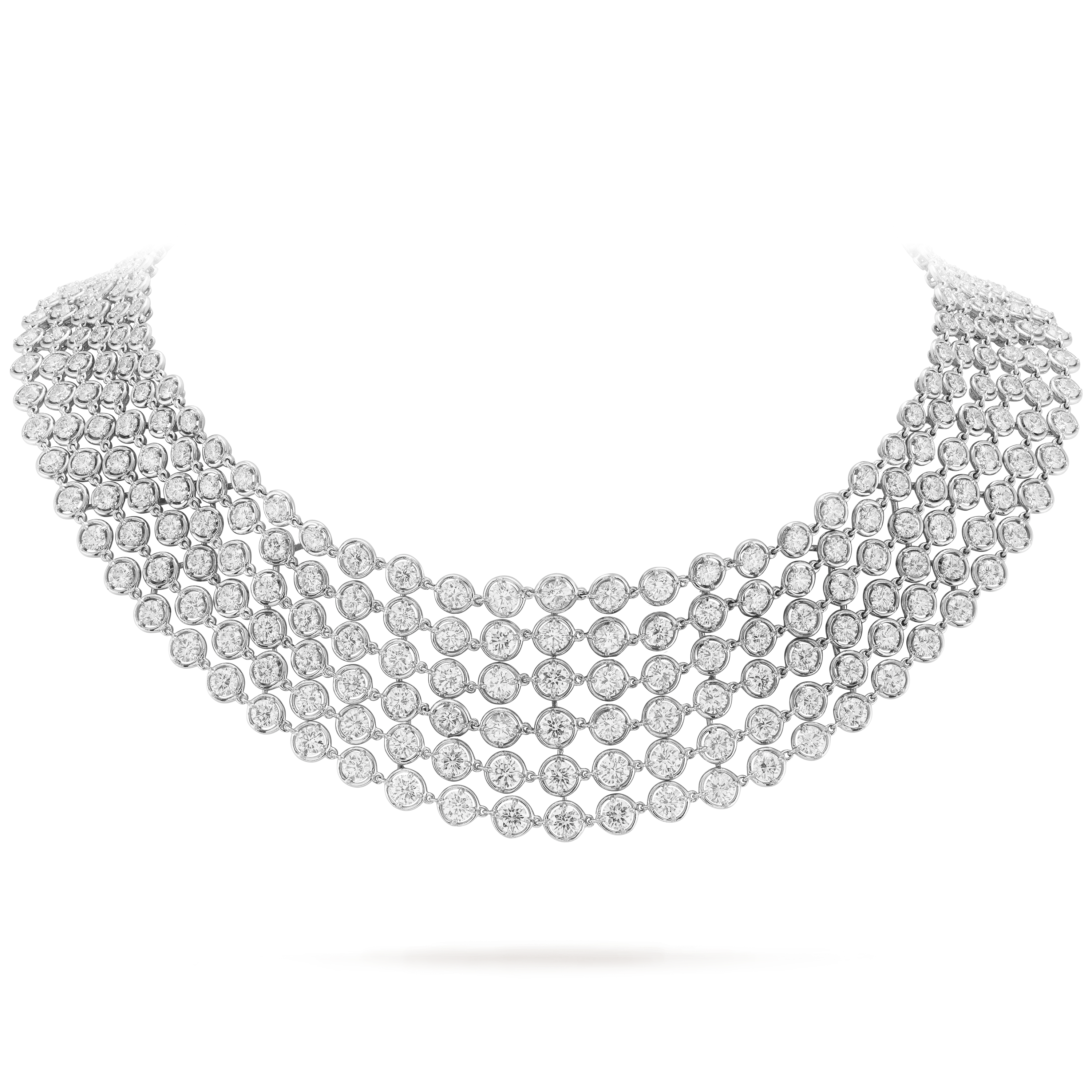 Collana Palmyre, Oro bianco 750/1000, Diamante:  384 pietre,  39.44 carati, On Stand, High Jewelry Necklace - Van Cleef & Arpels