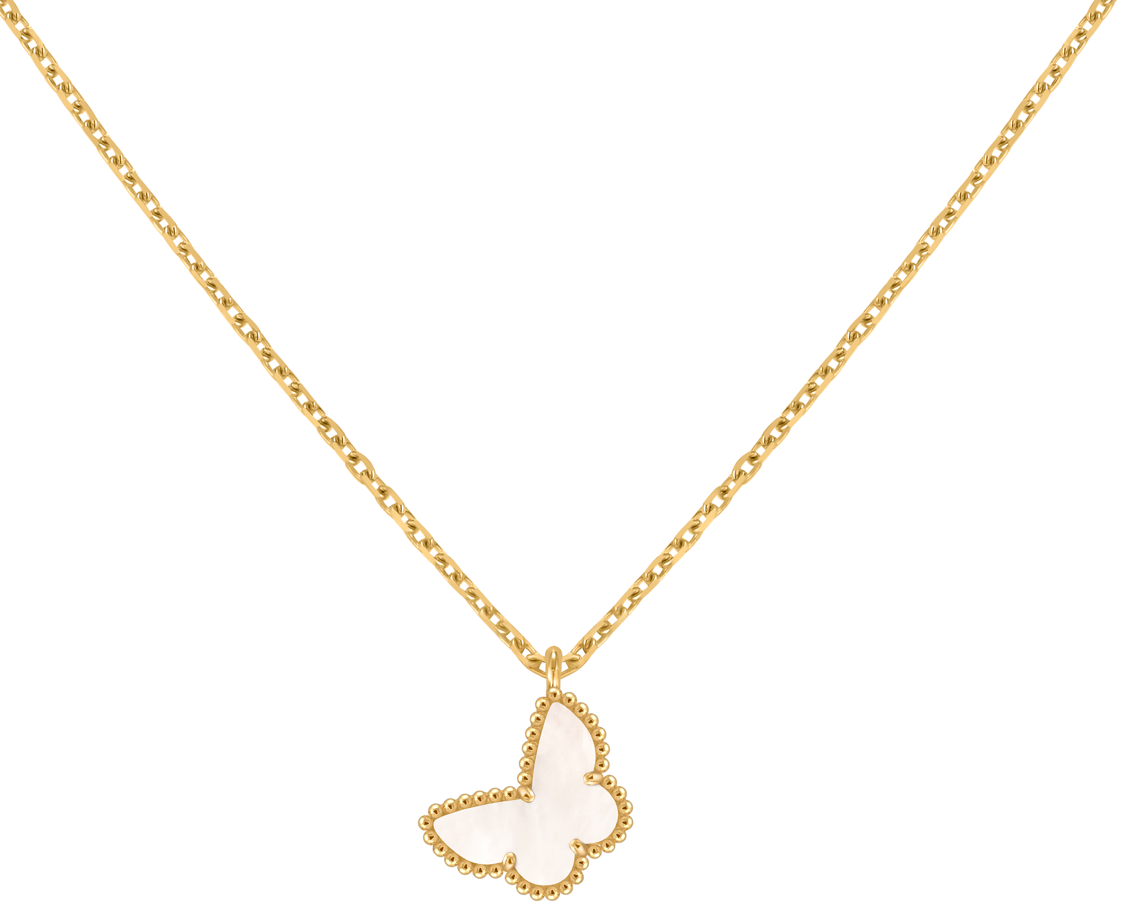 Sweet Butterflies pendant, 18K yellow gold, Mother-of-pearl:  1 stone, Back, Jewelry Pendent - Van Cleef & Arpels