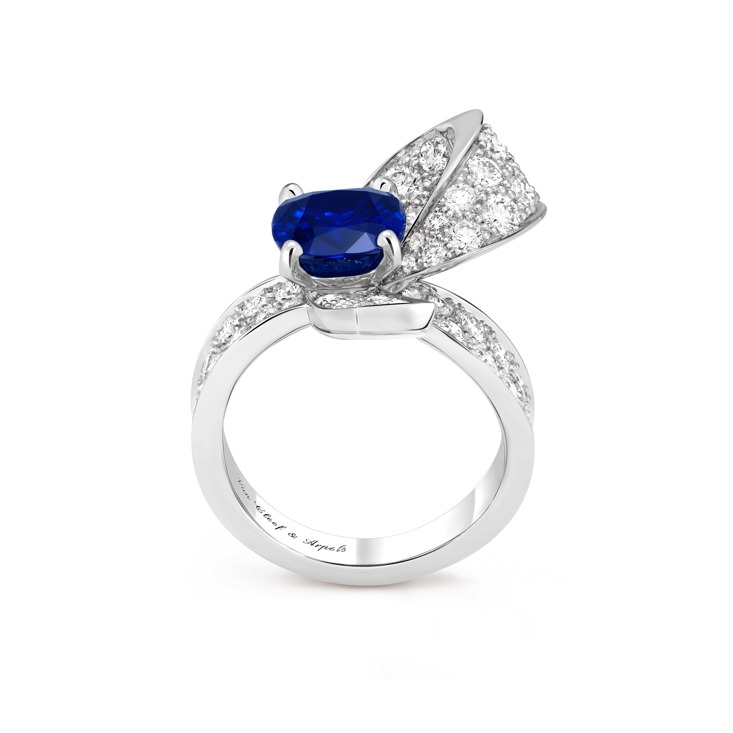 Boucle solitaire Sapphire 2.83 cts Platinum, Diamond