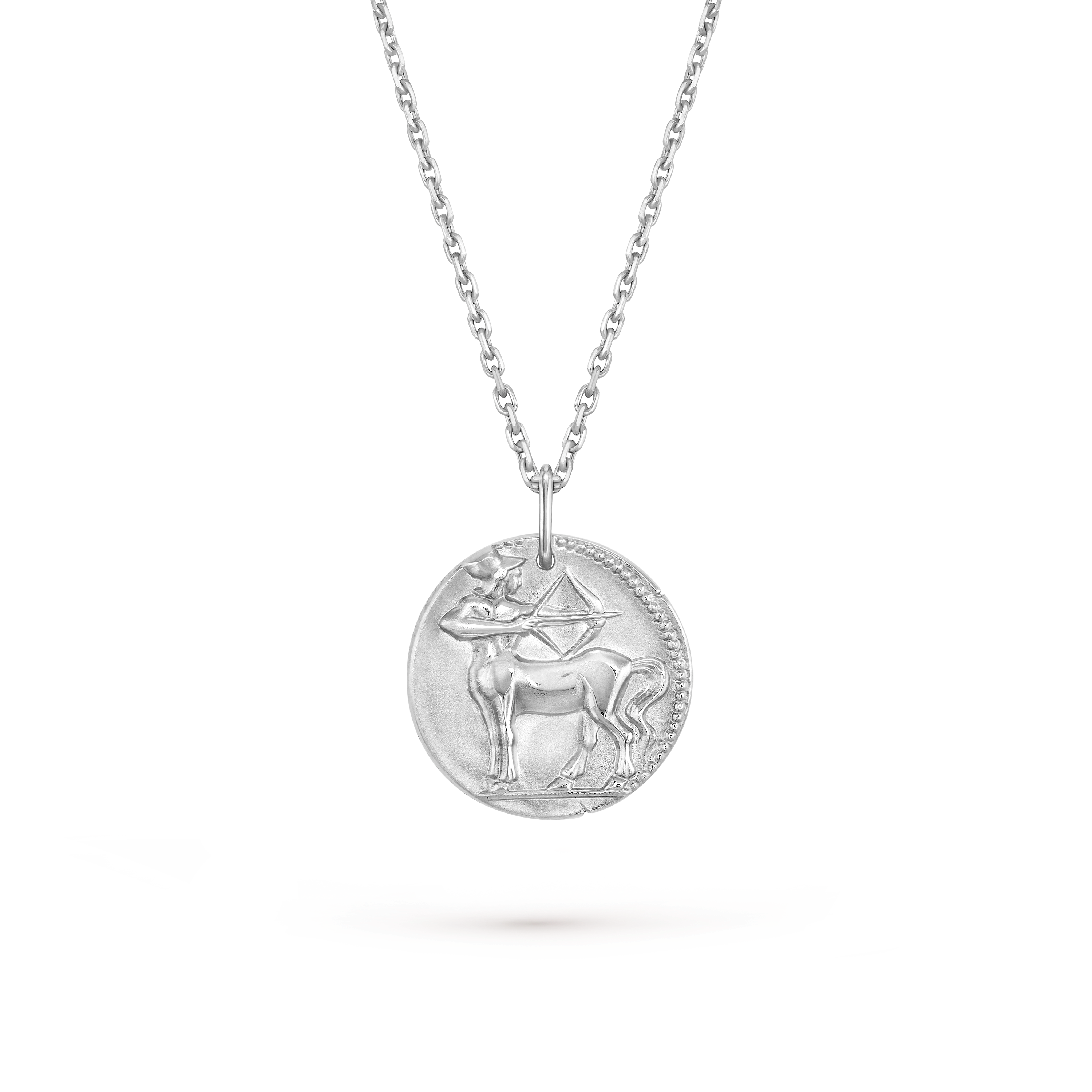 Zodiaque medal Sagittarii (Sagittarius), 18K white gold, Detail, Jewelry Pendent - Van Cleef & Arpels
