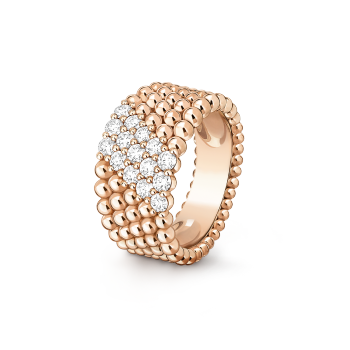 Bague Perlee diamants 5 rangs Or blanc 750 1000 Diamant Van Cleef Arpels