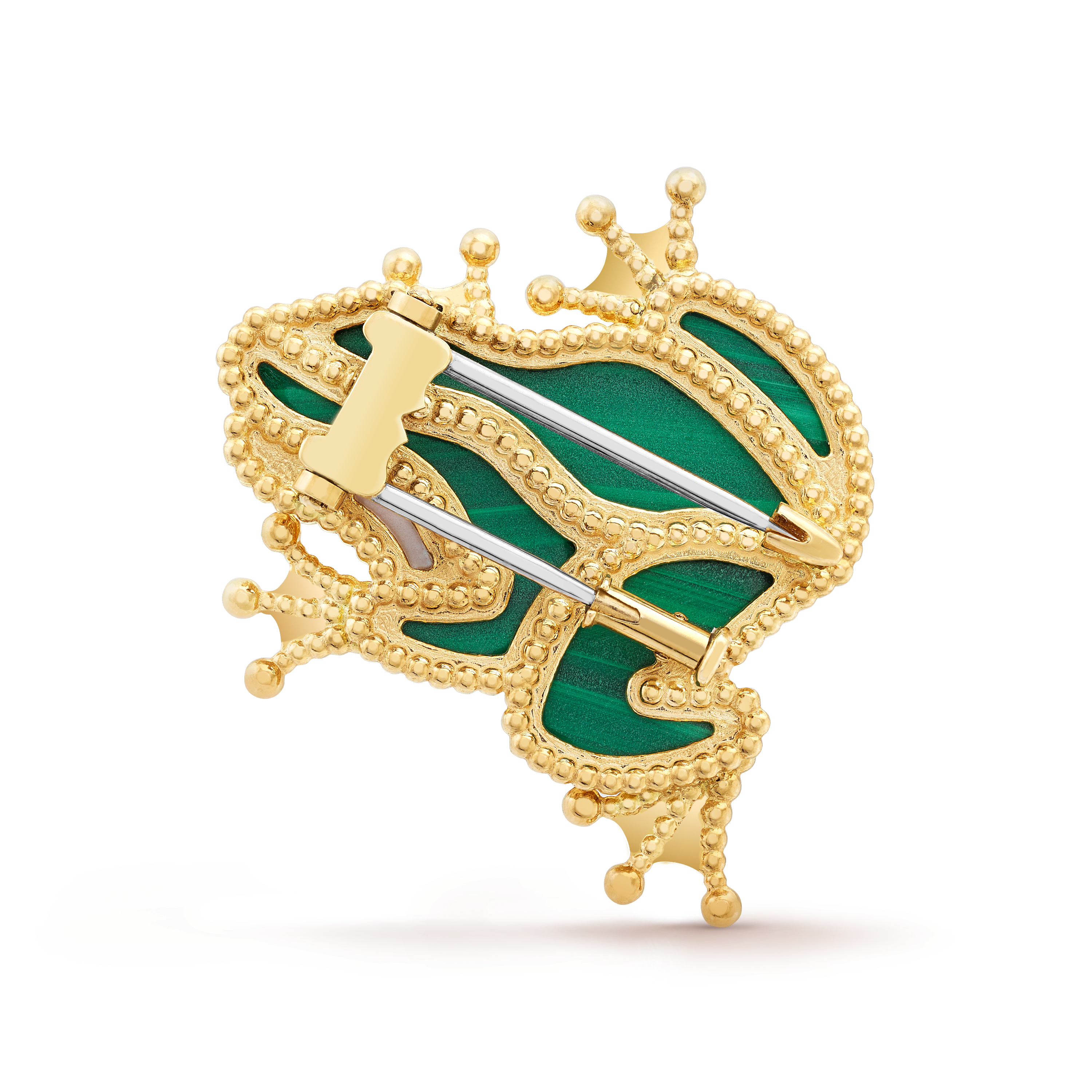 Lucky Animals Frog胸针, 18K黄金, 孔雀石:  4颗, 珍珠母贝:  1 宝石, 缟玛瑙:  1 宝石, Back, Jewelry Clip_梵克雅宝_Van Cleef & Arpels