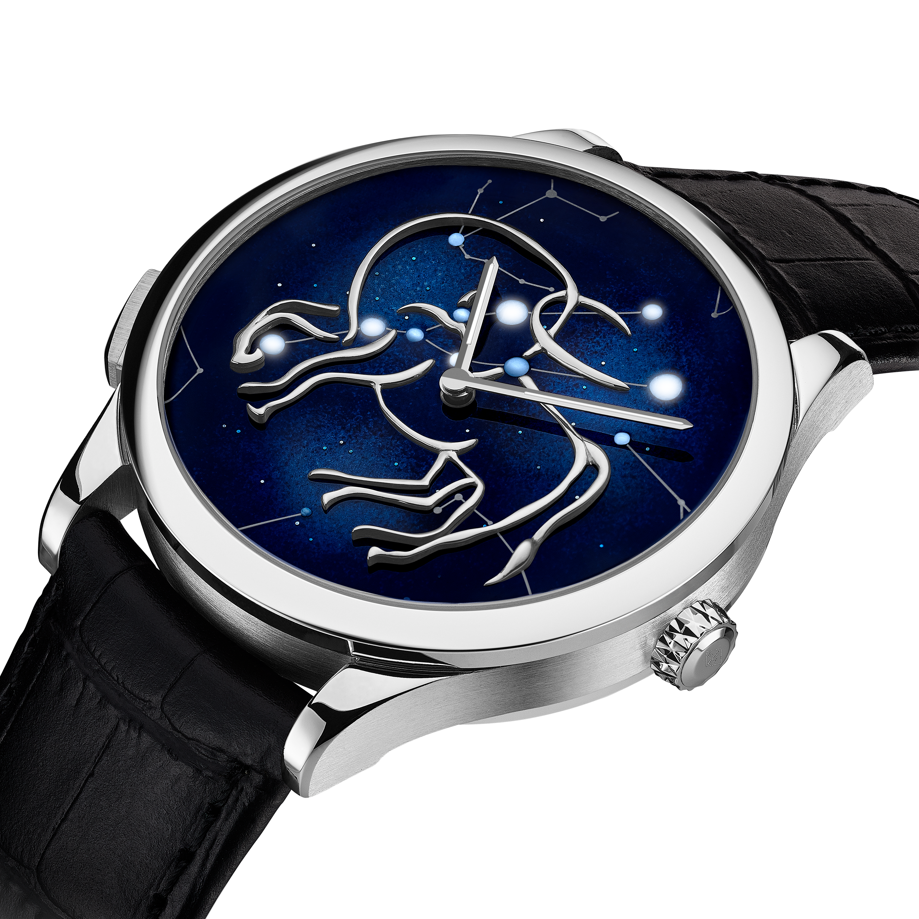 Midnight Zodiaque Lumineux Tauri (Taurus) watch, 18K white gold, Three Fourth, Watch - Van Cleef & Arpels