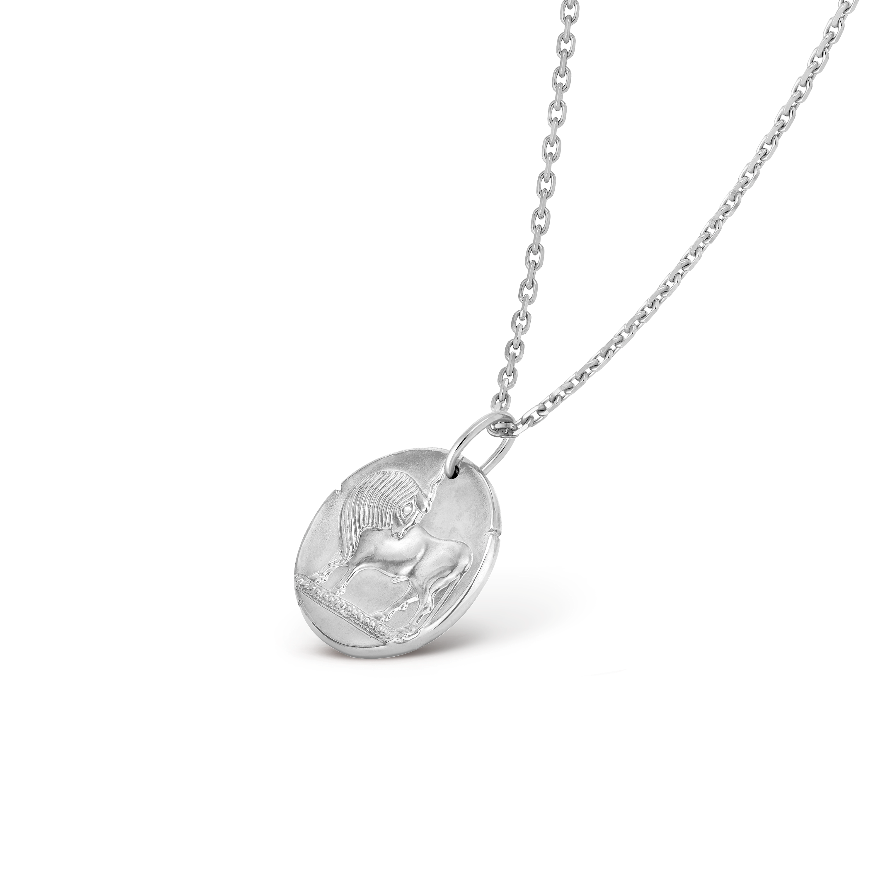 Zodiaque medal Tauri (Taurus), 18K white gold, Three Fourth, Jewelry Pendent - Van Cleef & Arpels