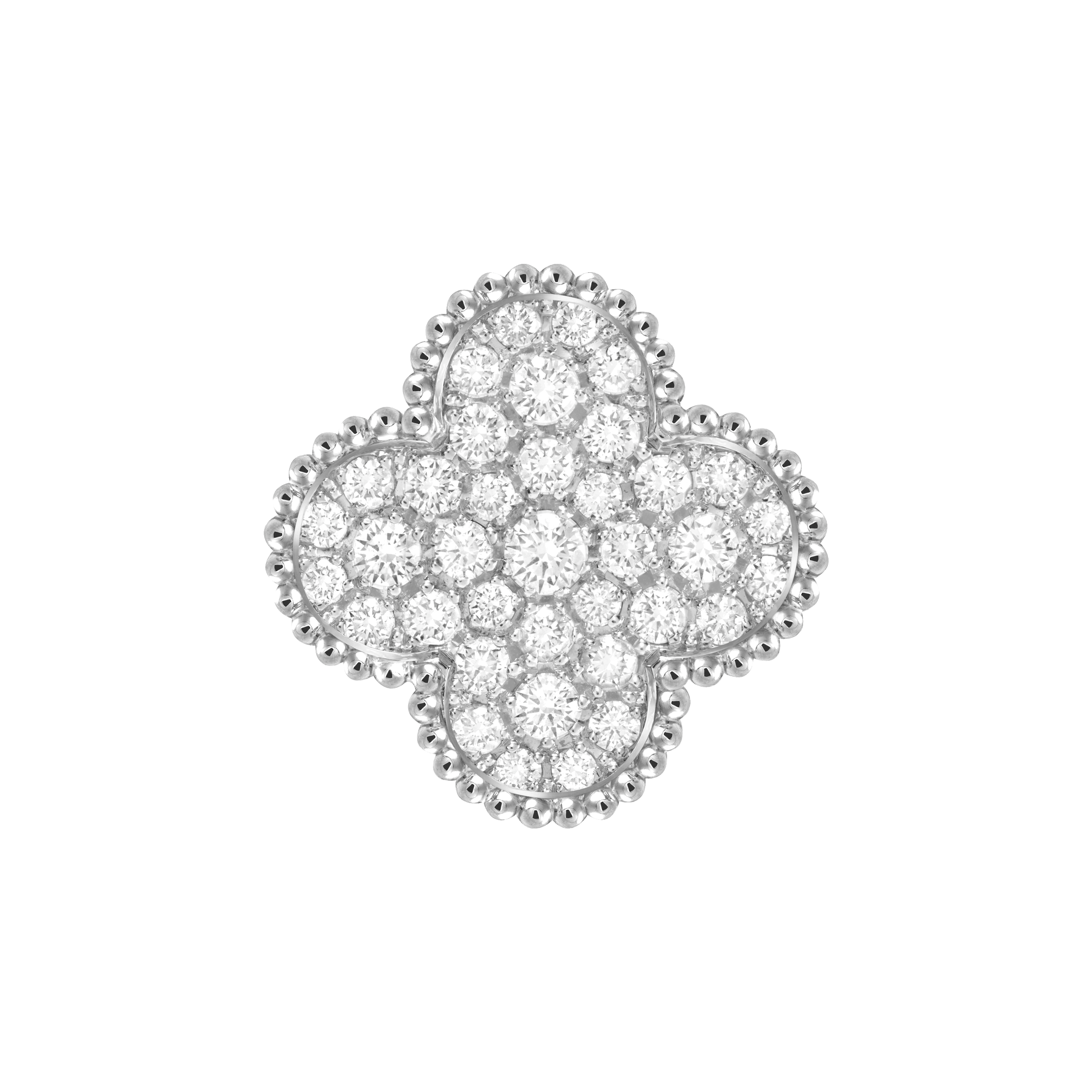 Magic Alhambra ring, 18K white gold, Diamond:  37 stones,  1.06 carats, Top, Jewelry Ring - Van Cleef & Arpels