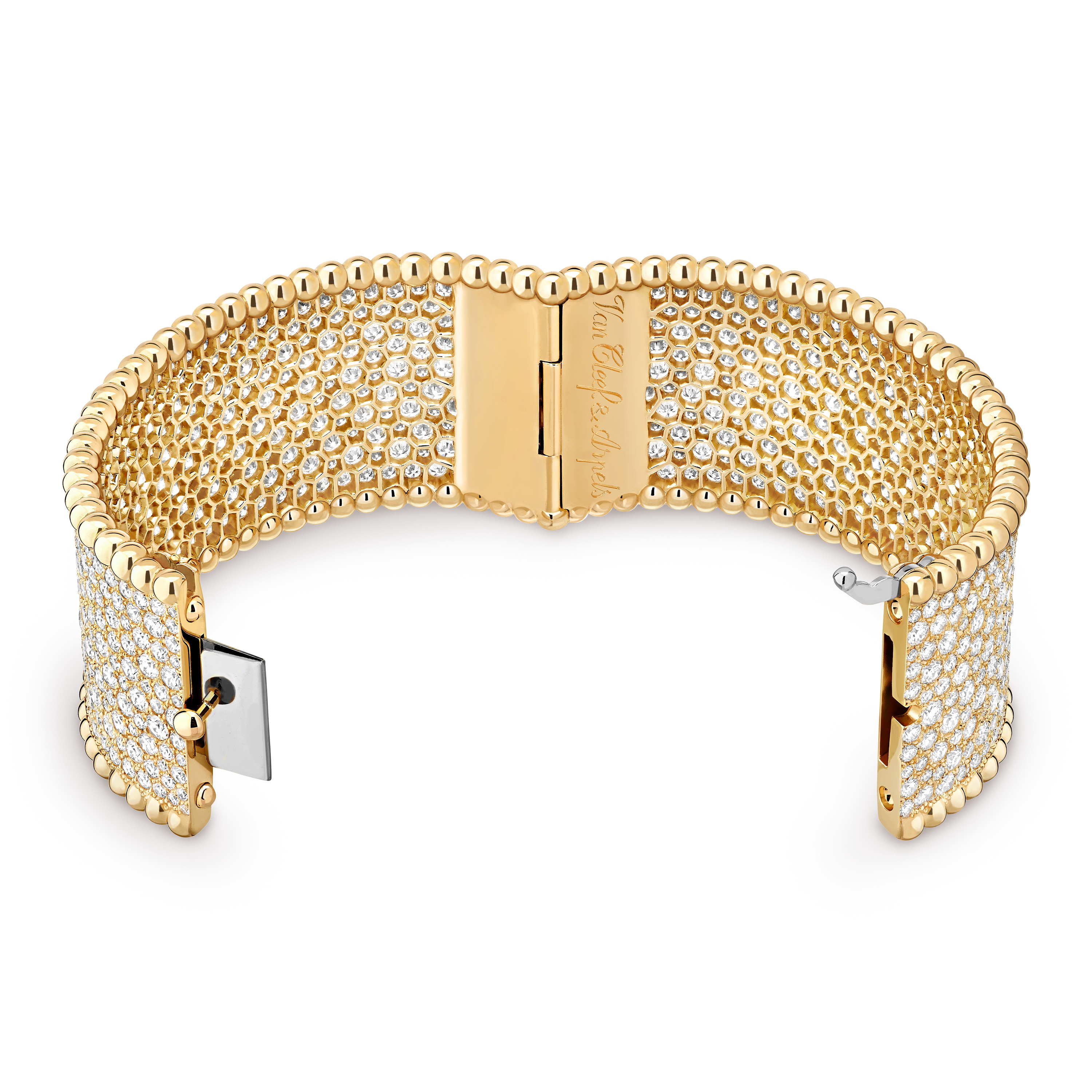 ペルレ ダイヤモンド カフリンク、スモールモデル 18K イエロー