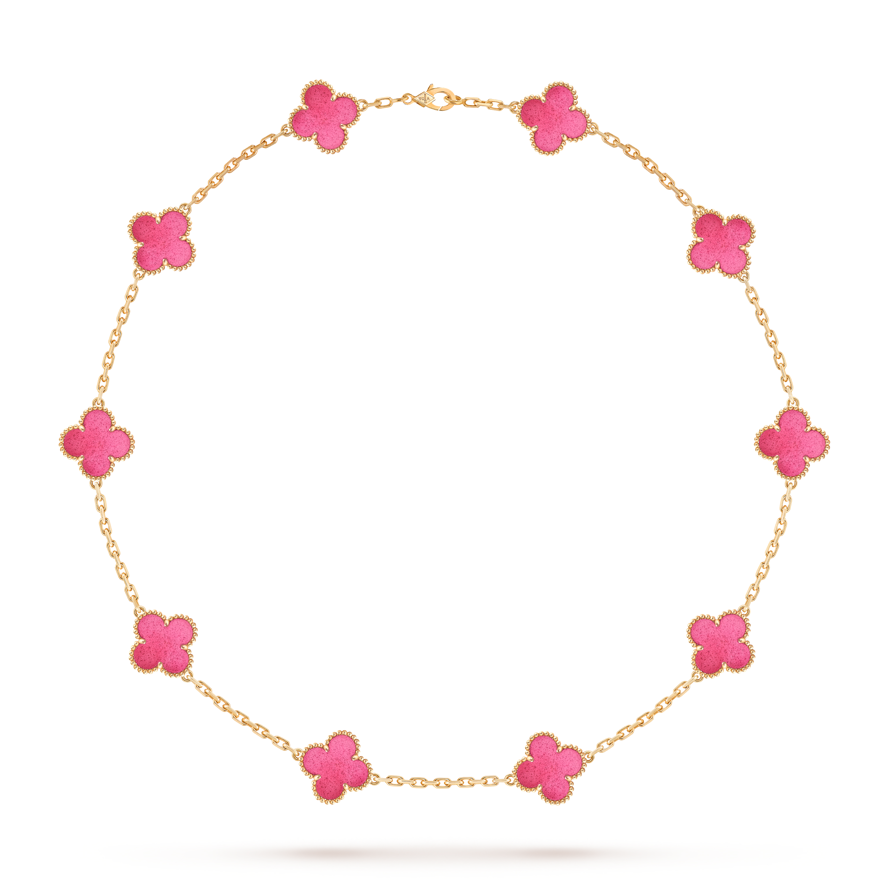 Vintage Alhambra necklace, 10 motifs, 18K yellow gold, Front, Jewelry Necklace - Van Cleef & Arpels