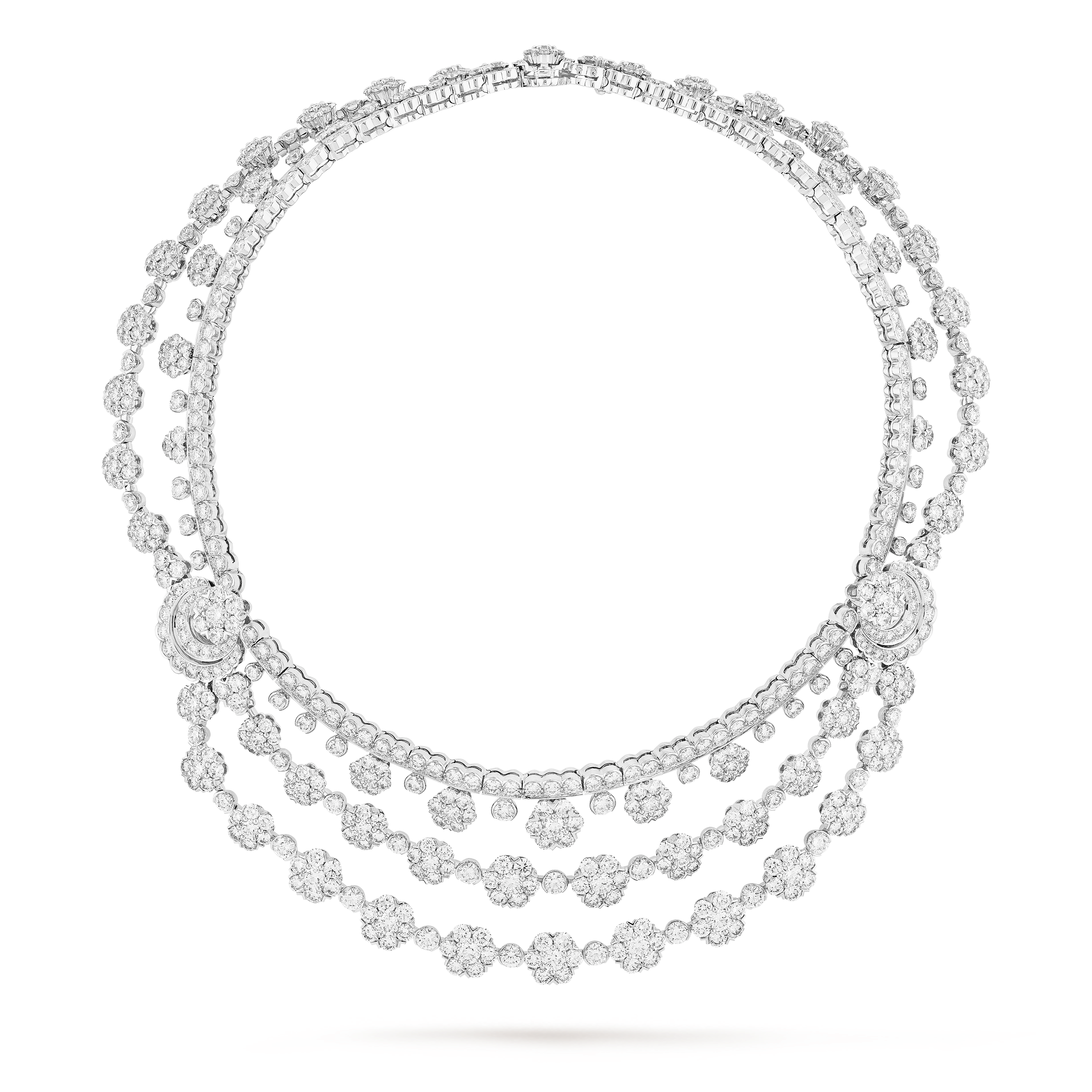 Snowflake transformable necklace 18K white gold, Diamond