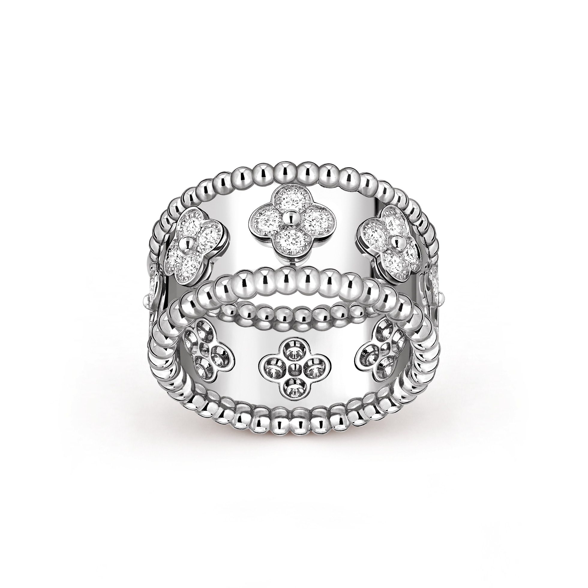 ヴァンクリーフ＆アーペル VanCleef&Arpels ペルレリングミディアム ペルレ クローバー リング、ミディアムモデル 18K ローズ