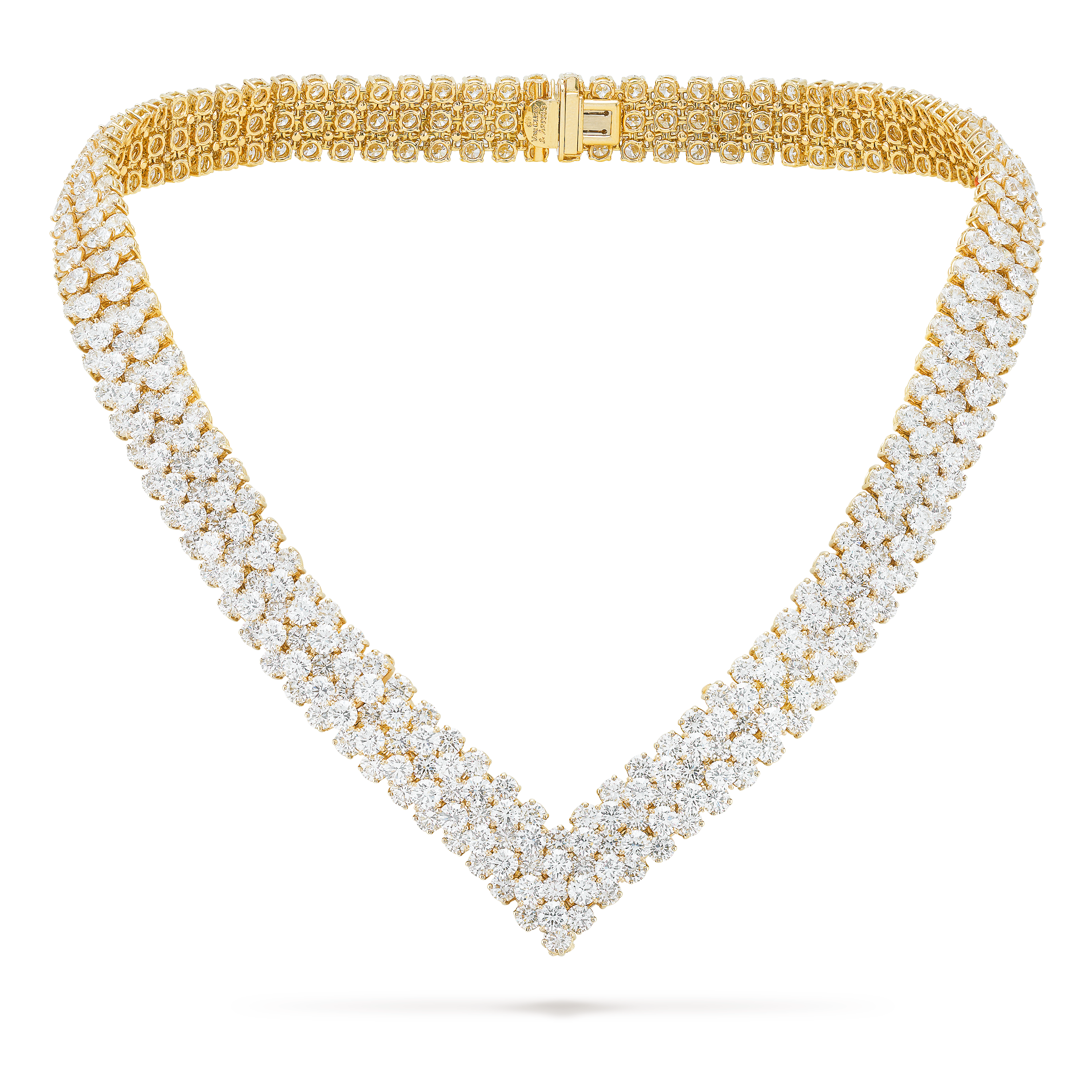 À Cheval 5-row transformable necklace, 18K yellow gold, Diamond:  465 stones,  90.1 carats, Front, High Jewelry Necklace - Van Cleef & Arpels