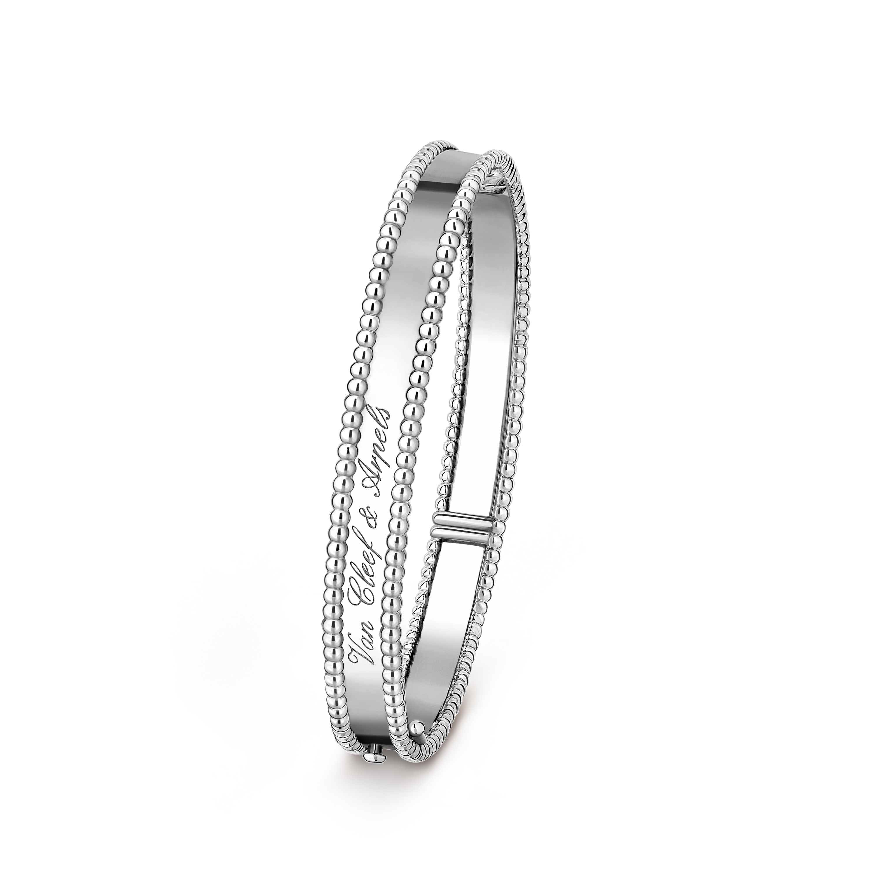 Bracelet Perlée signature, très petit modèle, Or blanc 750/1000, Three Fourth, Jewelry Bracelet - Van Cleef & Arpels