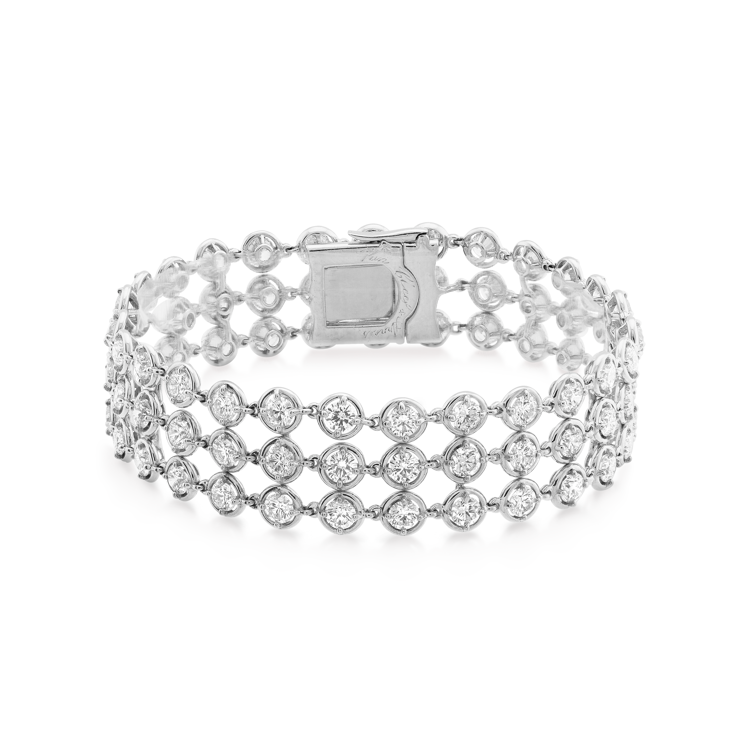 Palmyre Armband, 18 Karat Weißgold, Diamant:  81 Steine,  11.29 Karat, Front, High Jewelry Bracelet - Van Cleef & Arpels