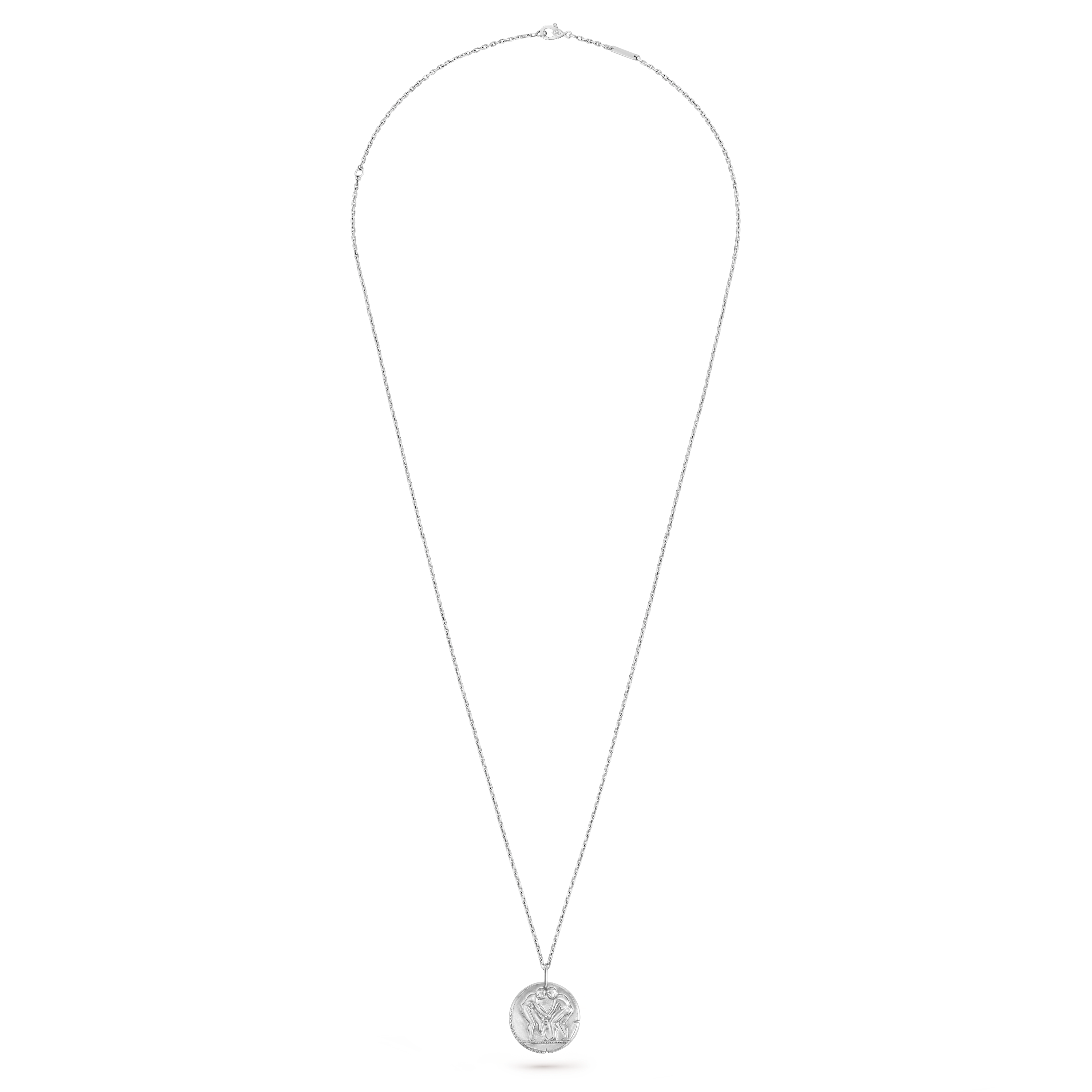 Zodiaque medal Geminorum (Gemini), 18K white gold, Front, Jewelry Pendent - Van Cleef & Arpels