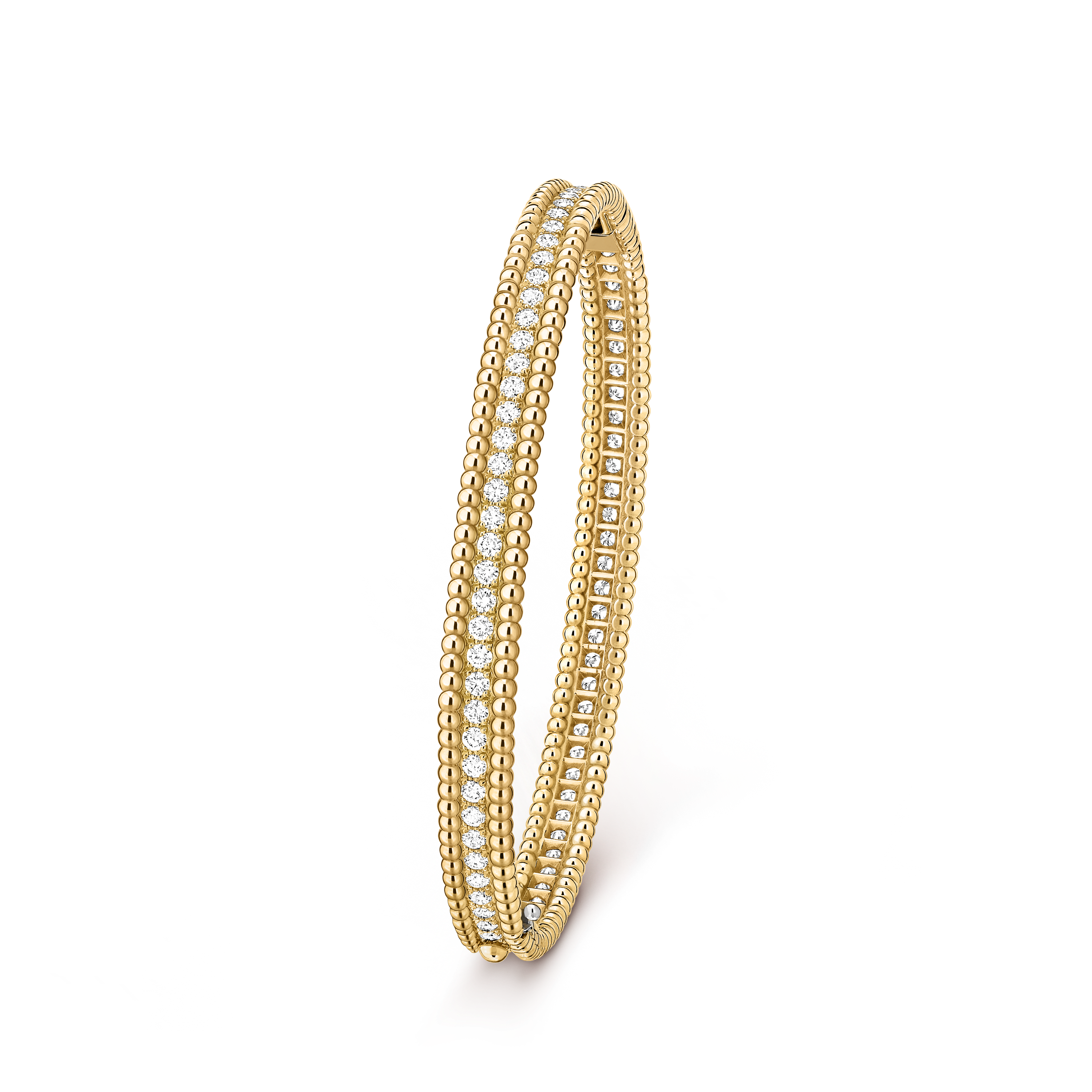 Perlée diamonds bracelet, 1 row, small model, 18K yellow gold, Diamond:  76 stones,  2.05 carats, Three Fourth, Jewelry Bracelet - Van Cleef & Arpels