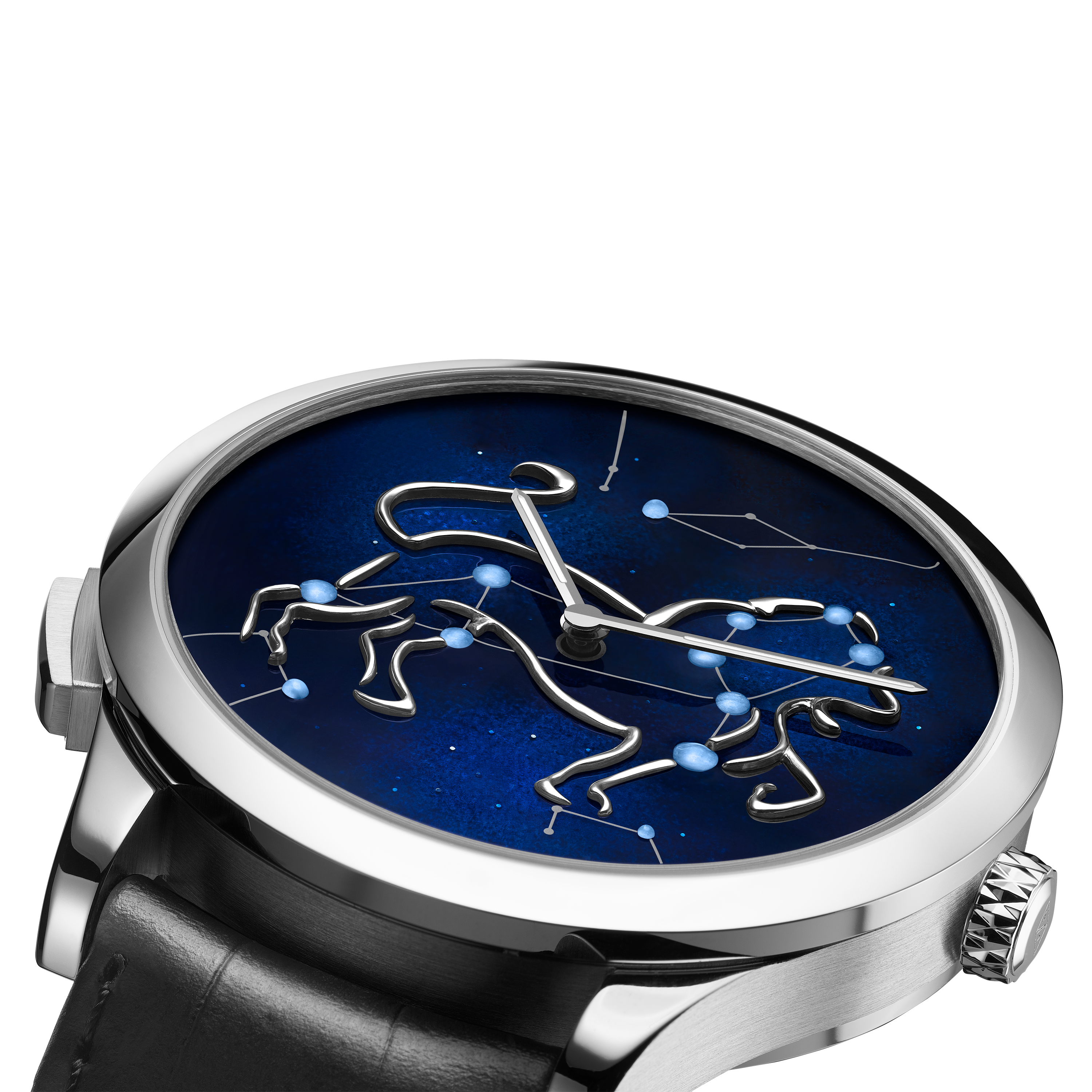 Midnight Zodiaque Lumineux Leonis (Leo) watch, 18K white gold, Three Fourth, Watch - Van Cleef & Arpels