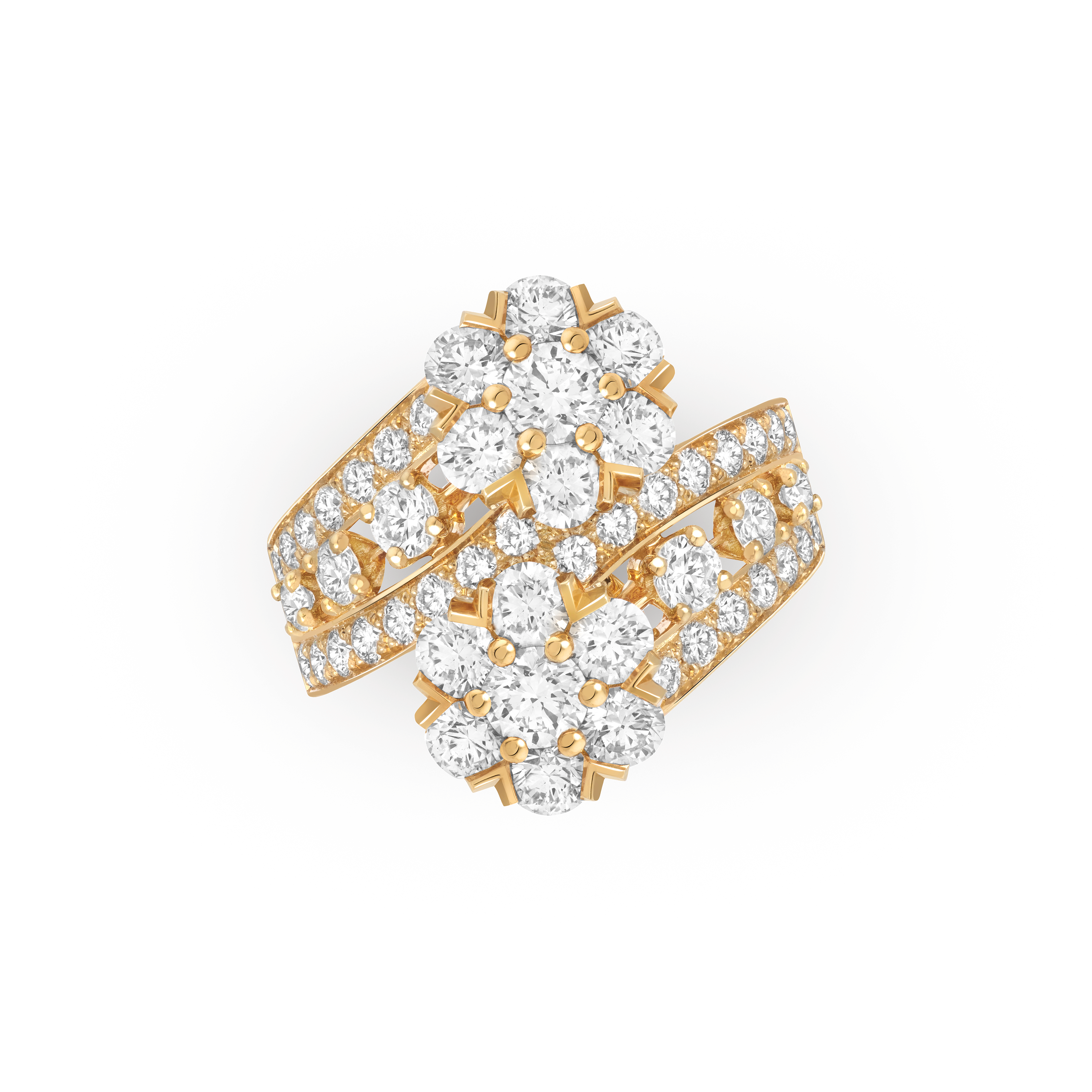 Bague Snowflake, Or jaune 750/1000, Diamant:  50 pierres,  3 carats, Top, High Jewelry Ring - Van Cleef & Arpels