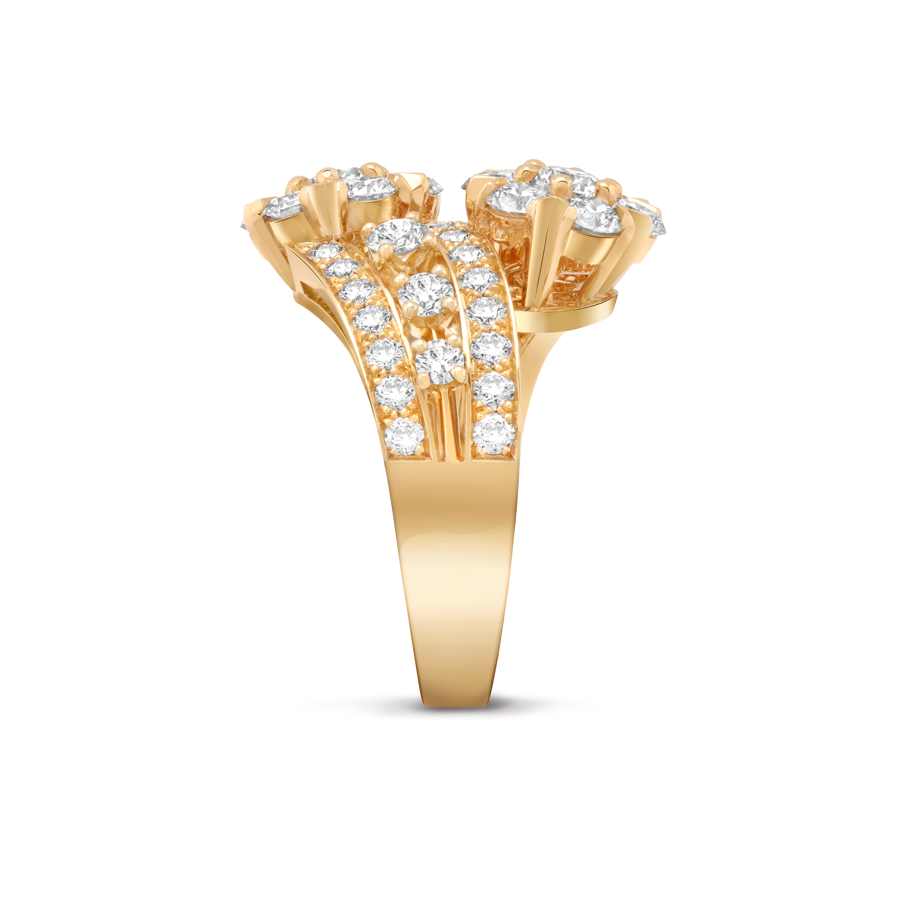 Bague Snowflake, Or jaune 750/1000, Diamant:  50 pierres,  3 carats, Profile, High Jewelry Ring - Van Cleef & Arpels