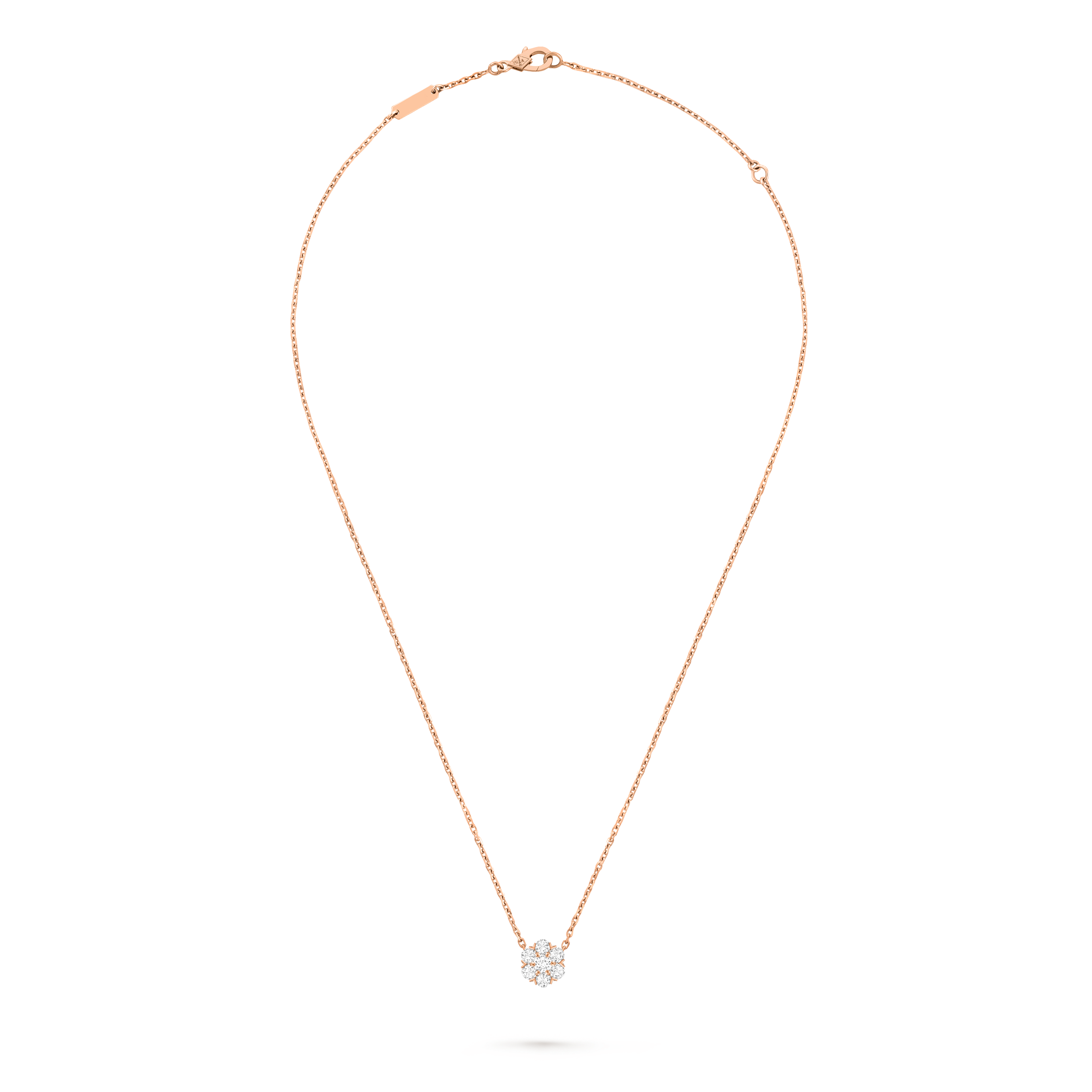 Fleurette pendant, 18K rose gold, Diamond:  7 stones,  0.73 carat, Front, Jewelry Pendent - Van Cleef & Arpels