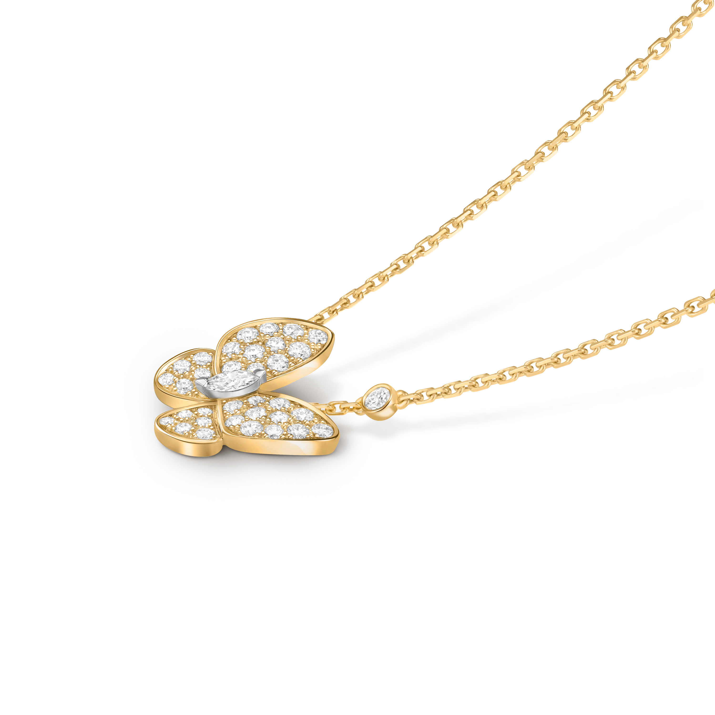 Two Butterfly pendant, 18K yellow gold, 18K white gold, Diamond:  36 stones,  0.88 carat, Three Fourth, Jewelry Pendent - Van Cleef & Arpels