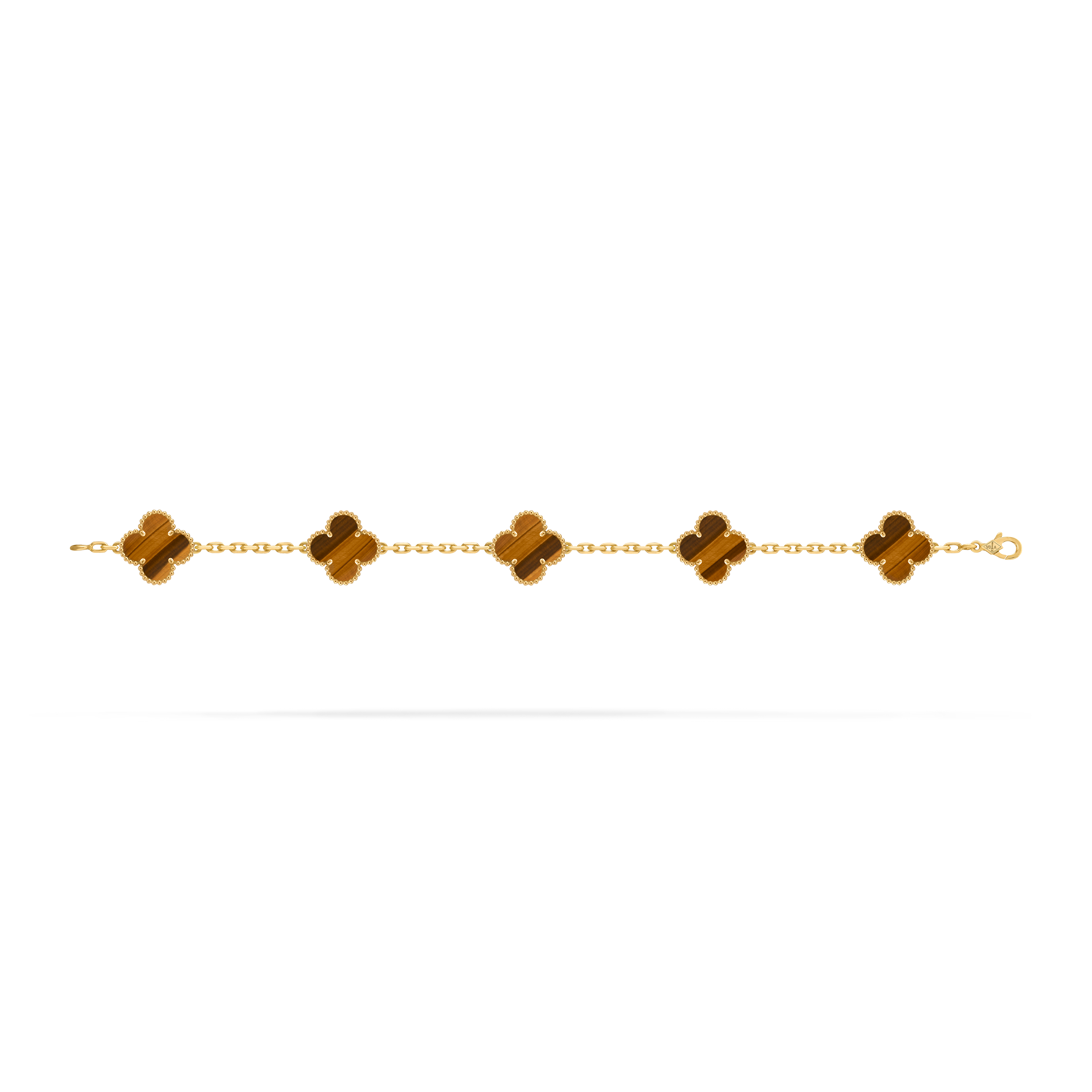 Vintage Alhambra bracelet, 5 motifs 18K yellow gold, Tiger