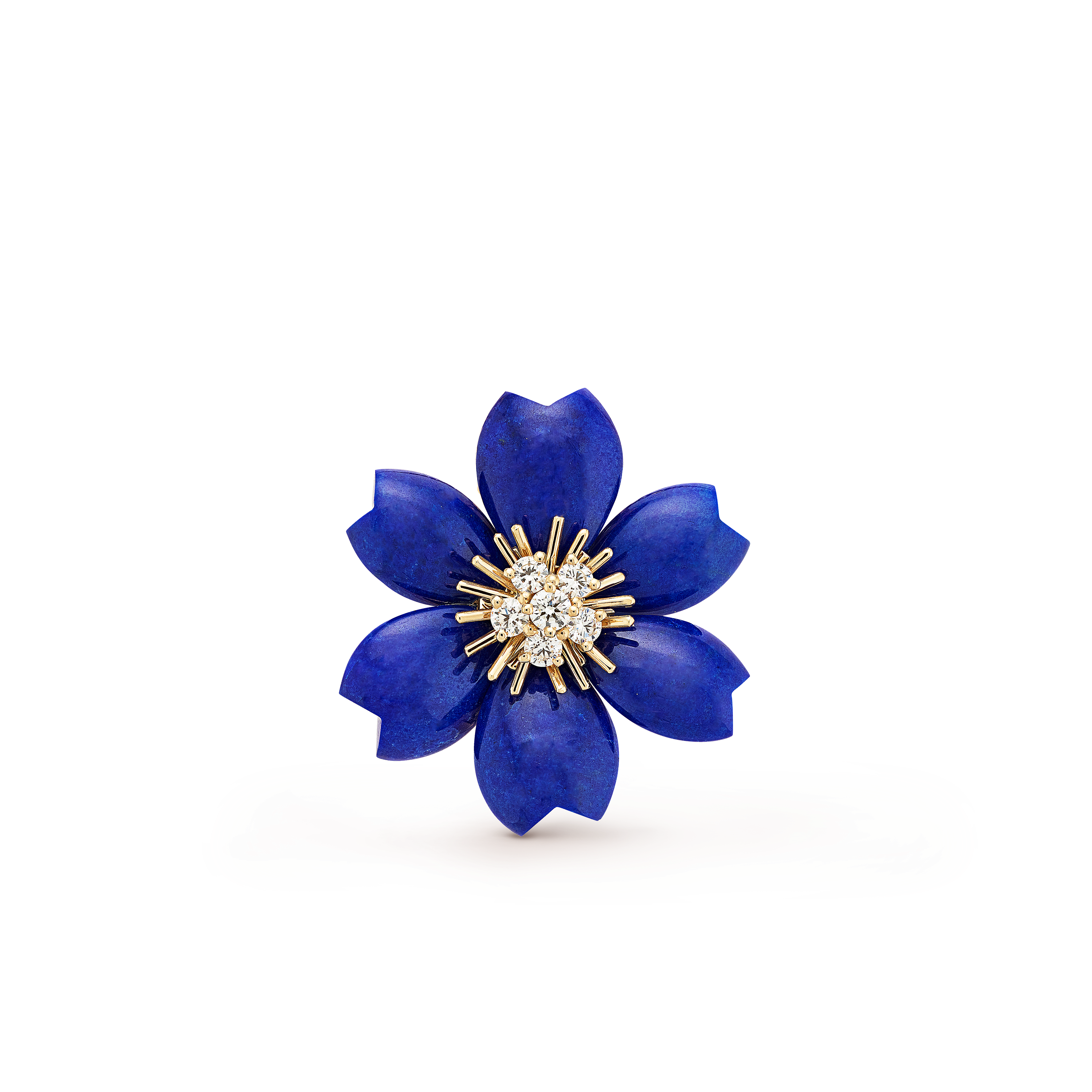 مشبك قلادة روز دو نويل، موديل صغير, ذهب أصفر 18 قيراط, لازورد:  6 أحجار, ماس:  6 أحجار,  0.48 الوزن, Detail, Jewelry Clip Pendant