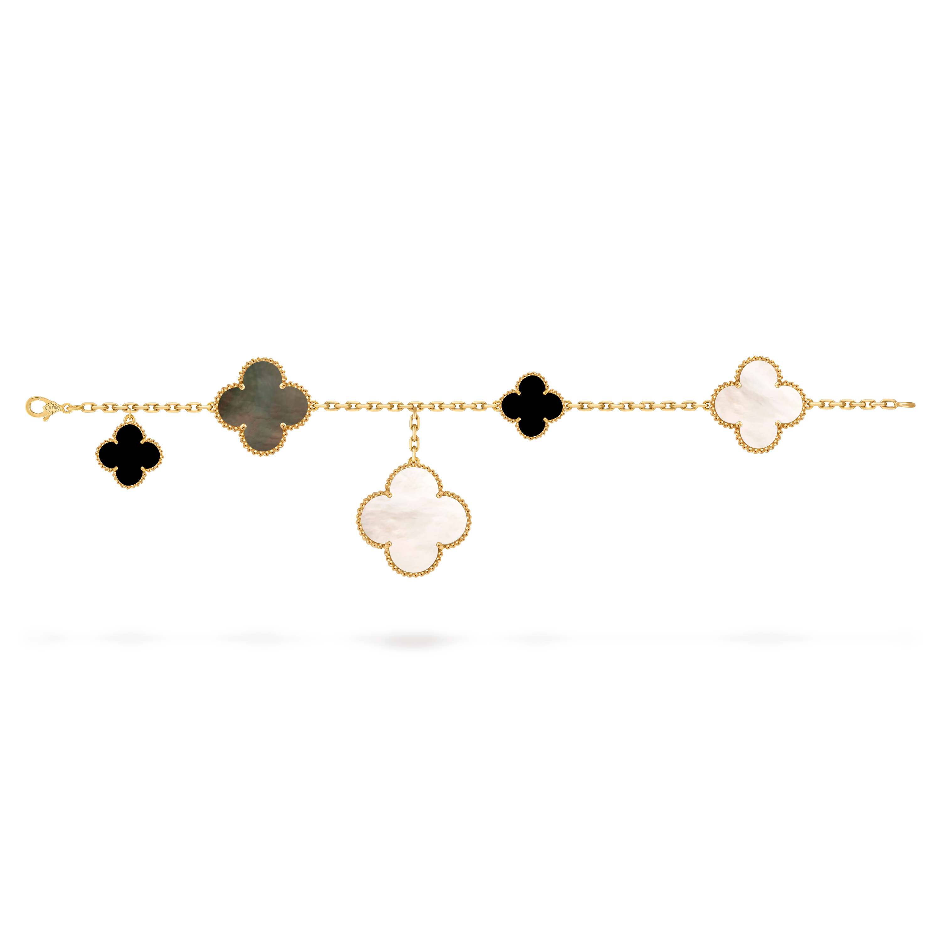 マジック アルハンブラ ブレスレット、5モチーフ マジック アルハンブラ ブレスレット、5モチーフ 18K ホワイト