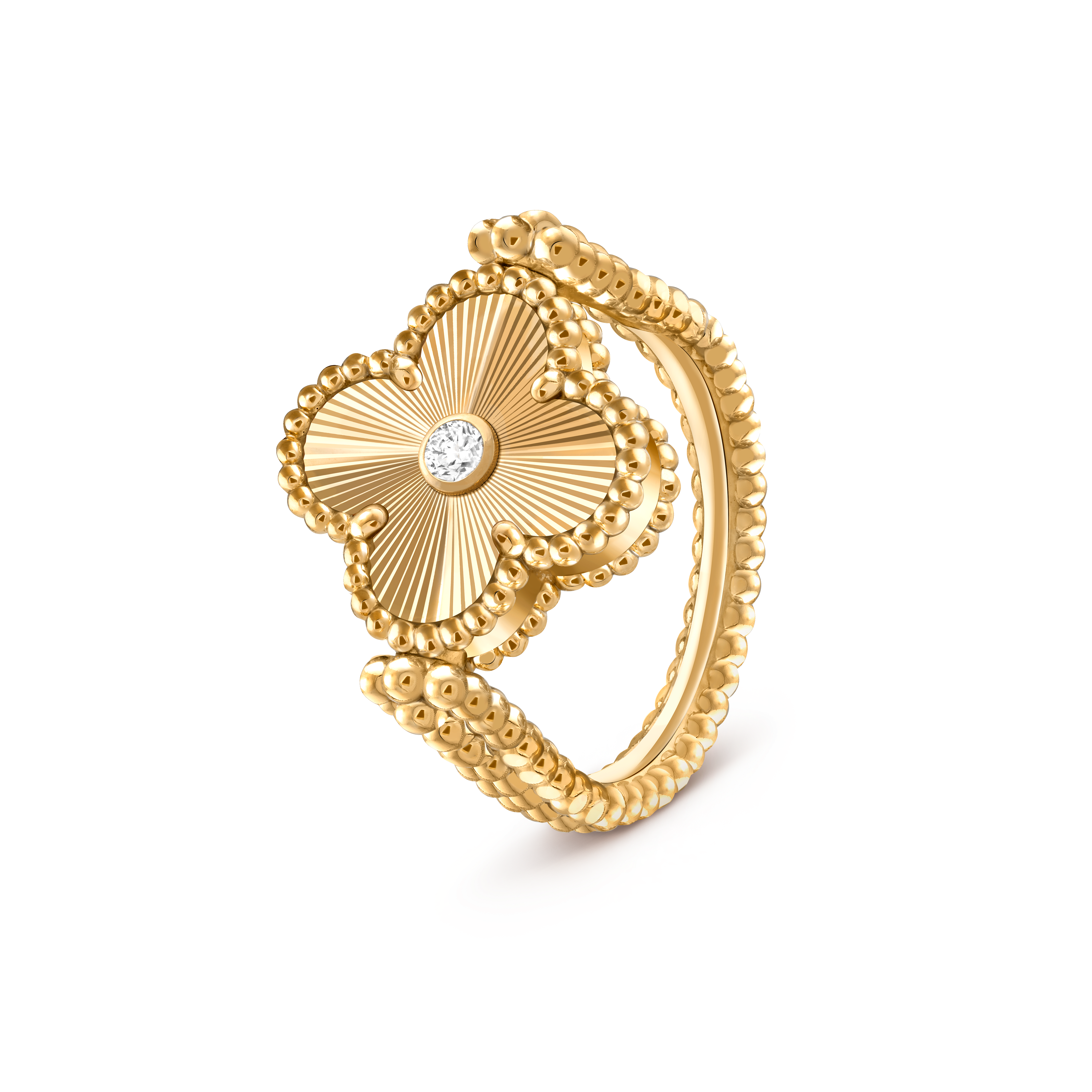 Anel Vintage Alhambra reversível, Ouro amarelo 18 quilates, Diamante:  1 pedra,  0.04quilate, Ágata:  1 pedra, Three Fourth, Jewelry Ring
