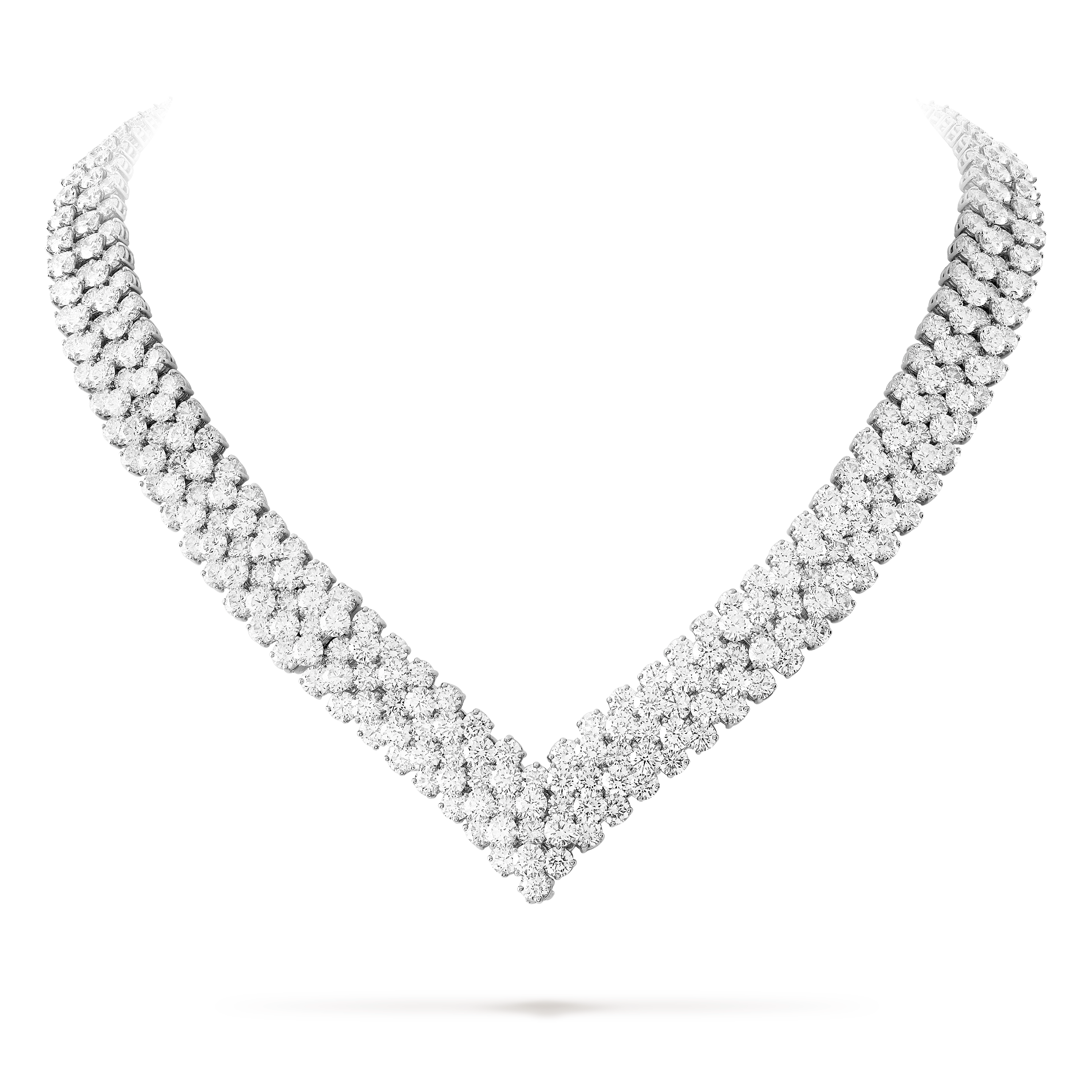 À Cheval 5-row transformable necklace, 18K white gold, Diamond:  465 stones,  85.77 carats, On Stand, High Jewelry Necklace - Van Cleef & Arpels