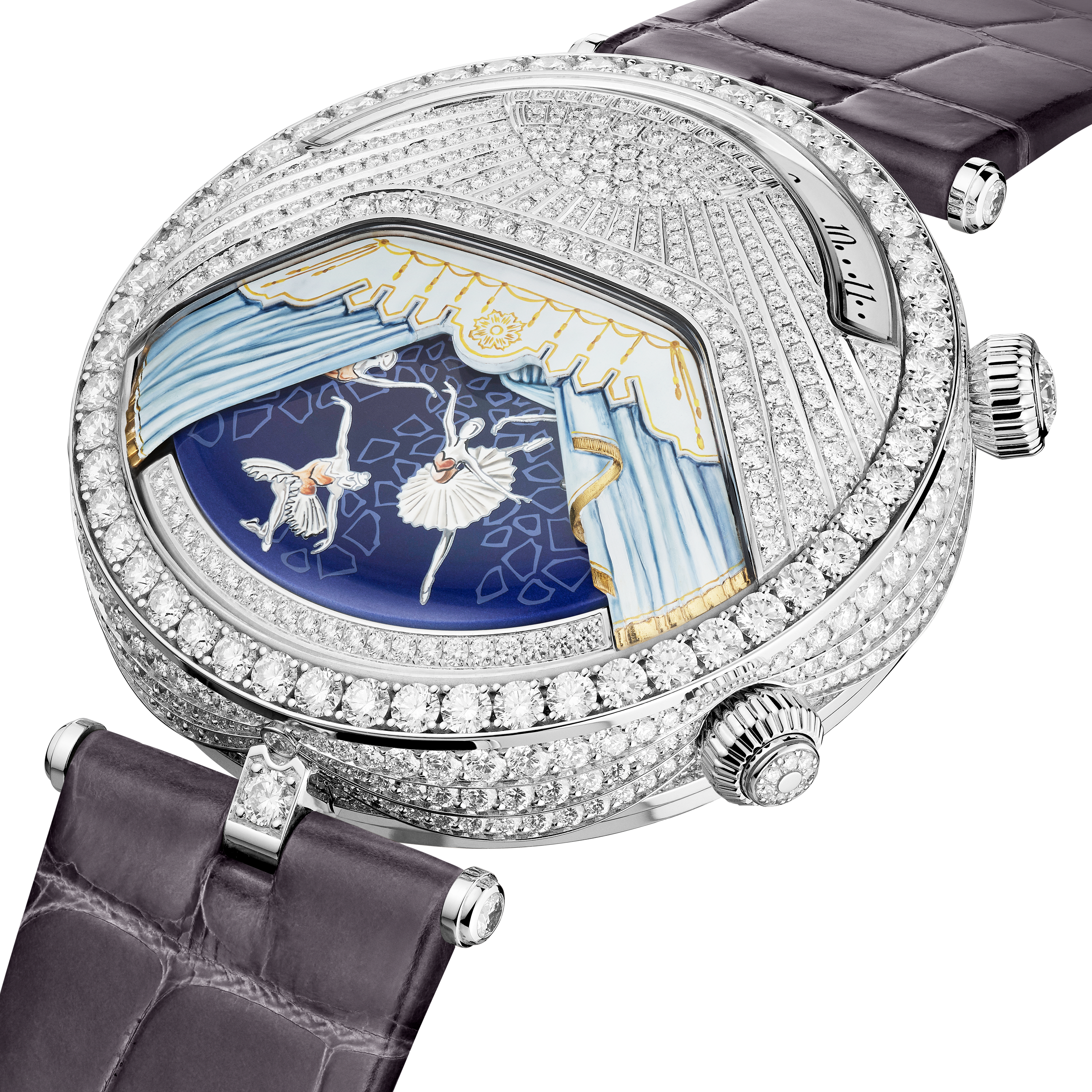 Lady Arpels Ballerine Musicale Diamant watch, 18K white gold, Diamond:  734 stones,  7.89 carats, Three Fourth, Watch - Van Cleef & Arpels