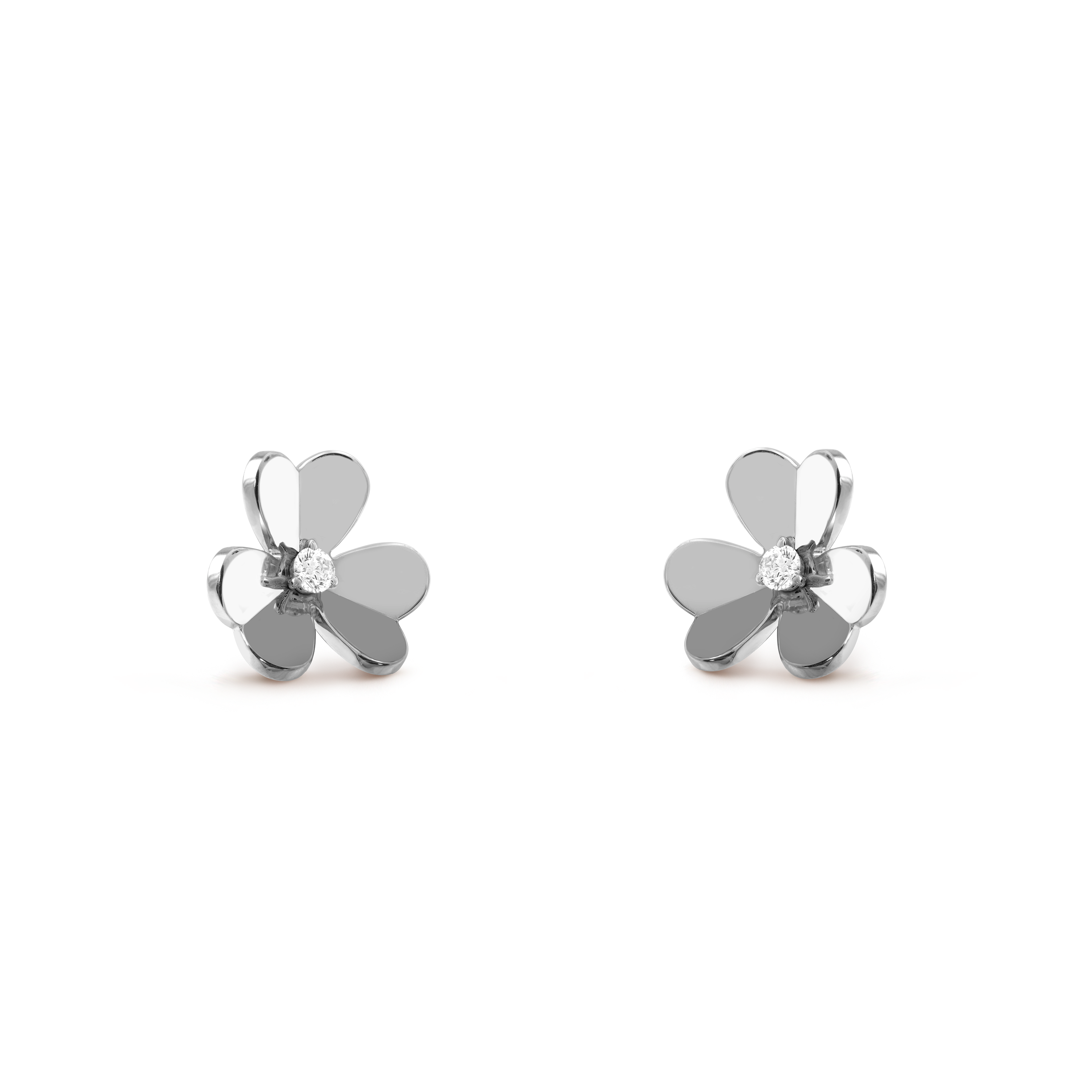 Brincos Frivole, modelo pequeno, Ouro branco 18 quilates, Diamante:  2 pedras,  0.17quilate, Three Fourth, Jewelry Earrings - Van Cleef & Arpels