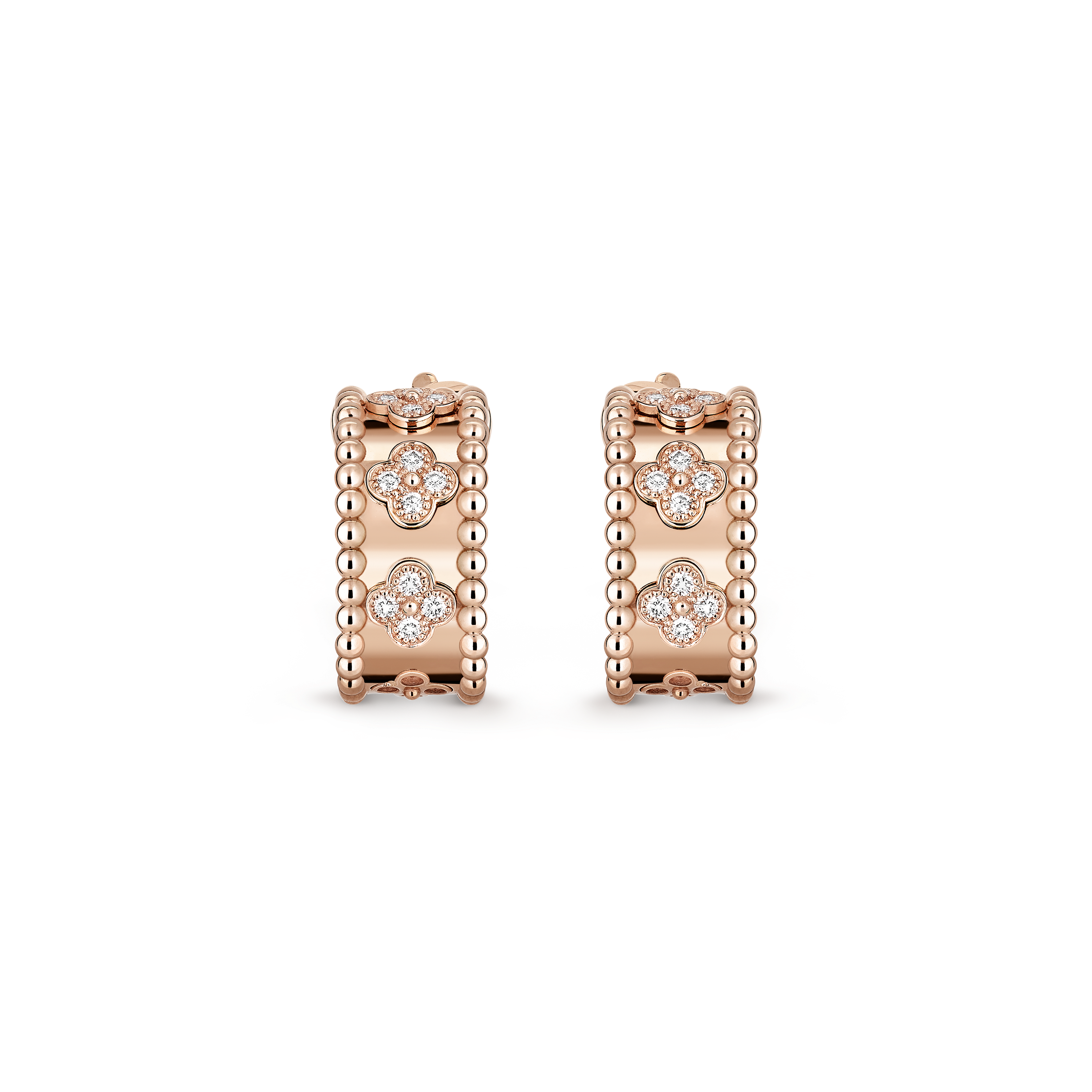 ペルレ クローバー イヤリング 18K ローズ ゴールド, ダイヤモンド - ヴァン クリーフ&アーペル - Van Cleef & Arpels
