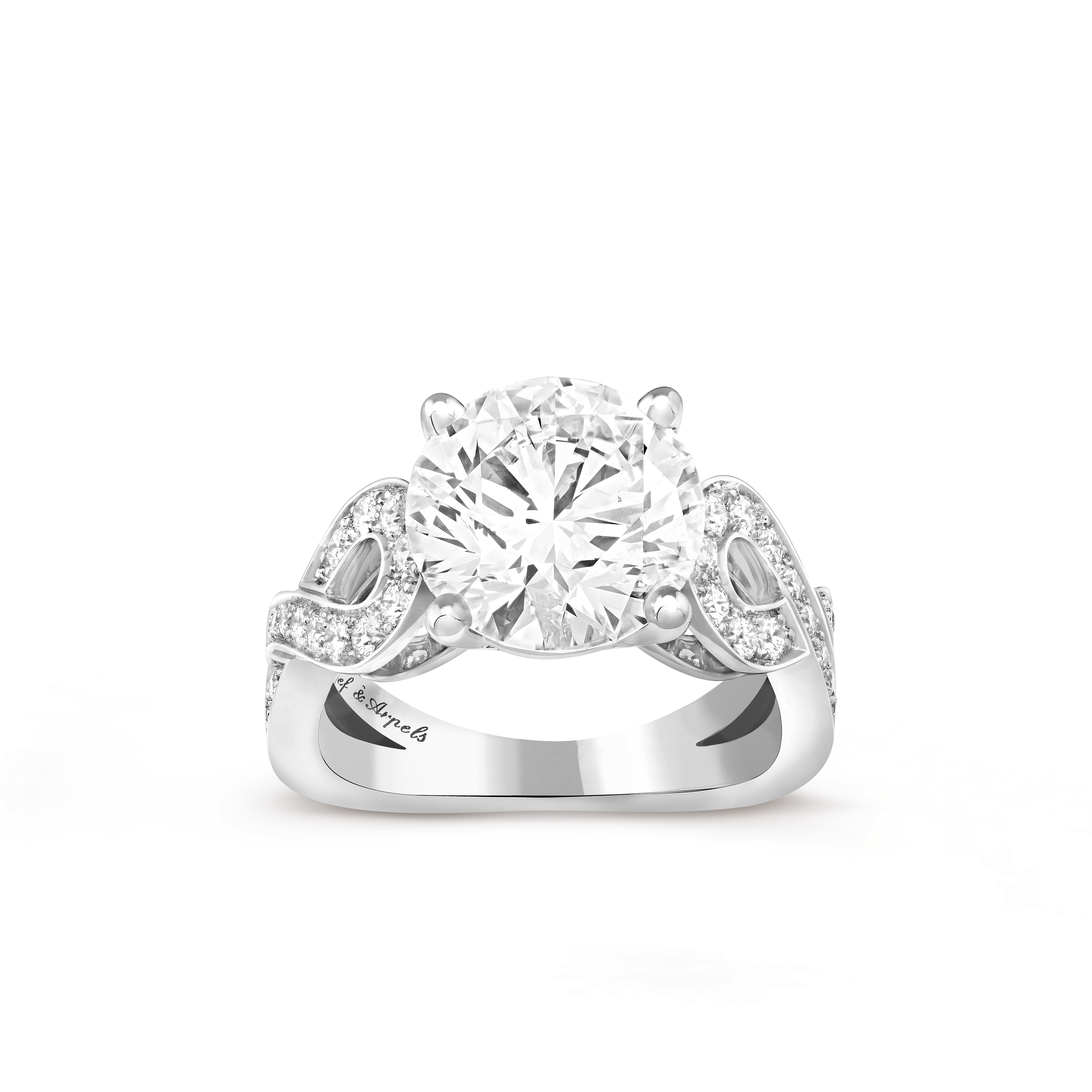 Tête-A-Tête solitaire, 4.36 ct, Platinum, Front, Jewelry Ring - Van Cleef & Arpels