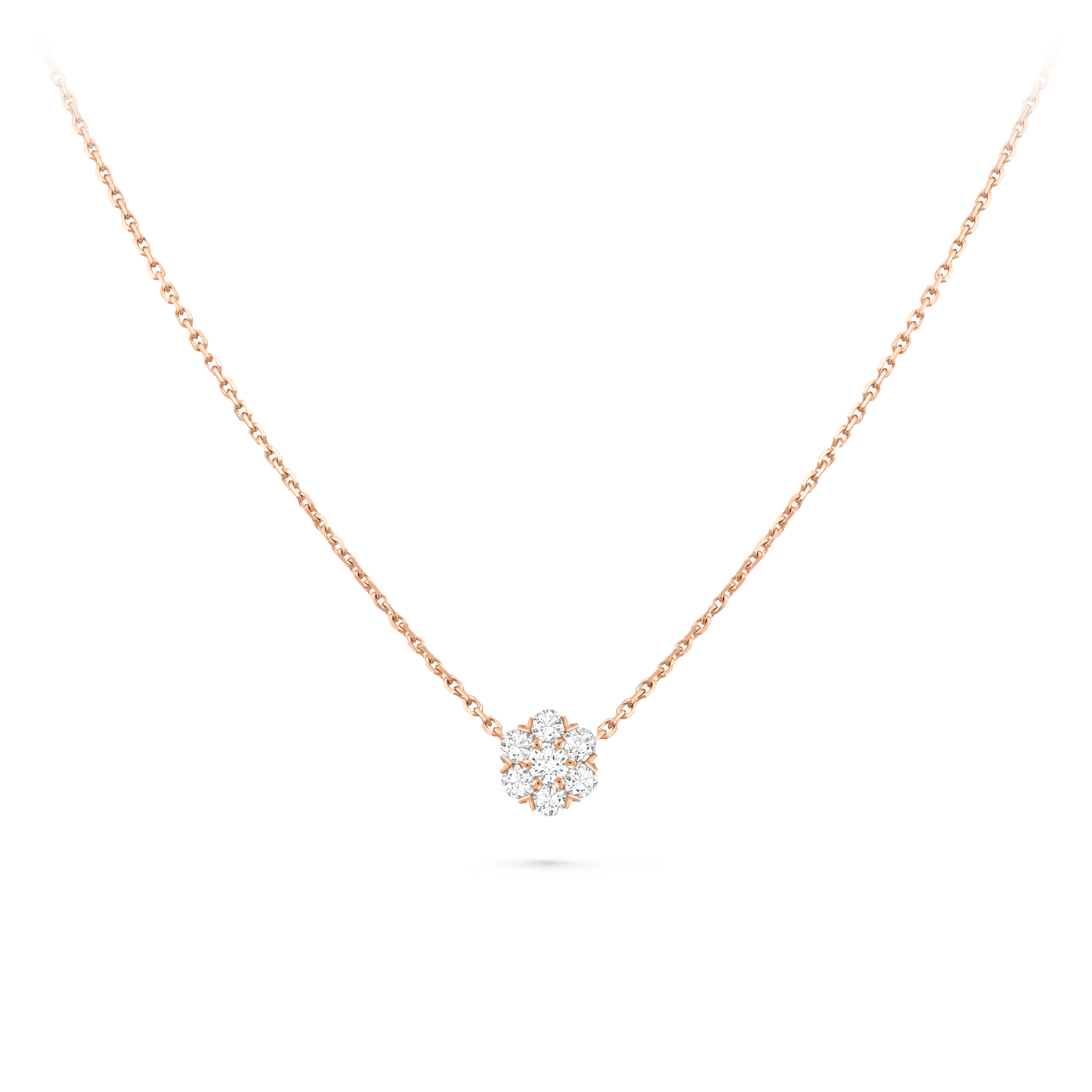 Necklace The Blooming Pink Flower - White Gold- Bijoux - Diamants