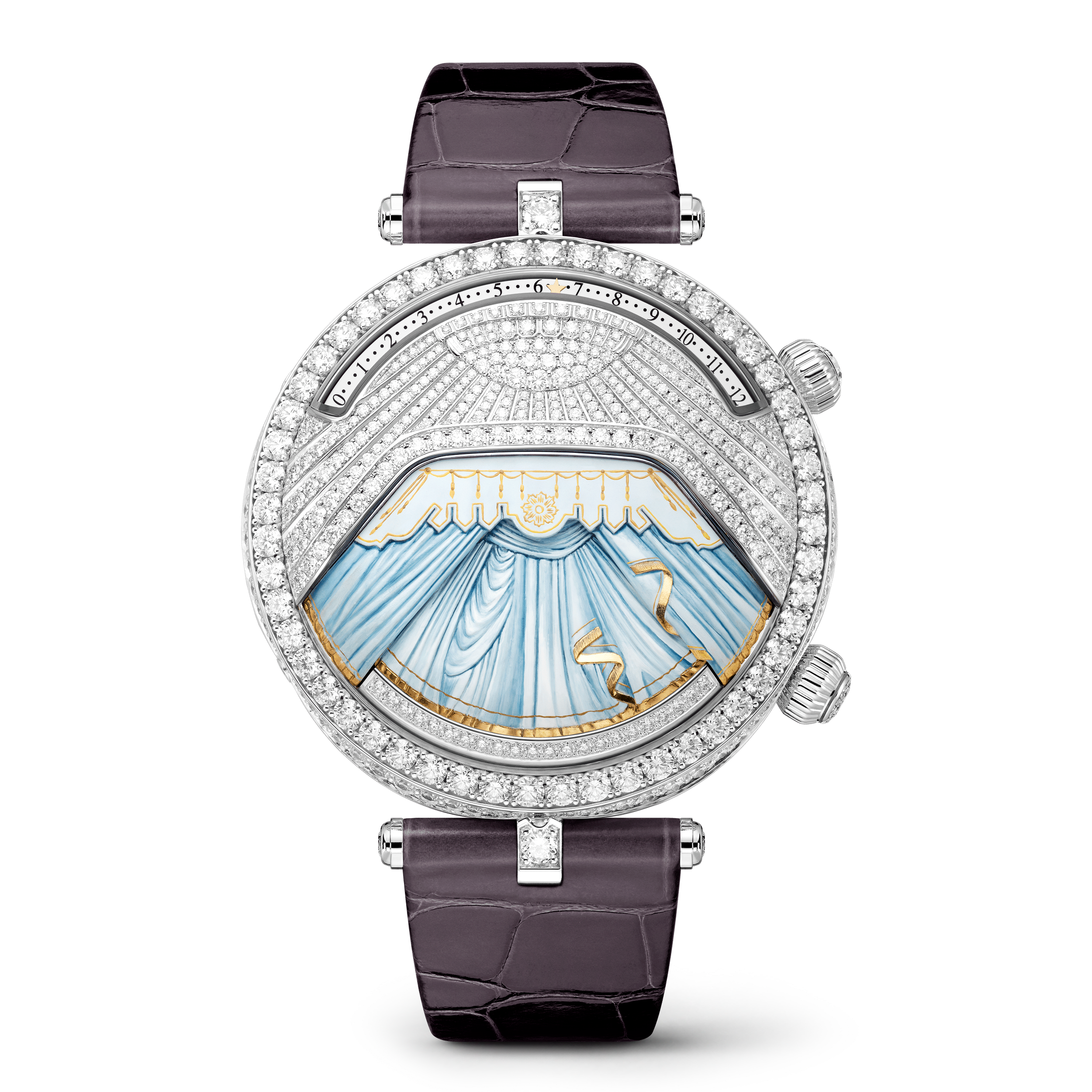 Lady Arpels Ballerine Musicale Diamant watch, 18K white gold, Diamond:  734 stones,  7.89 carats, Front Alternative, Watch - Van Cleef & Arpels