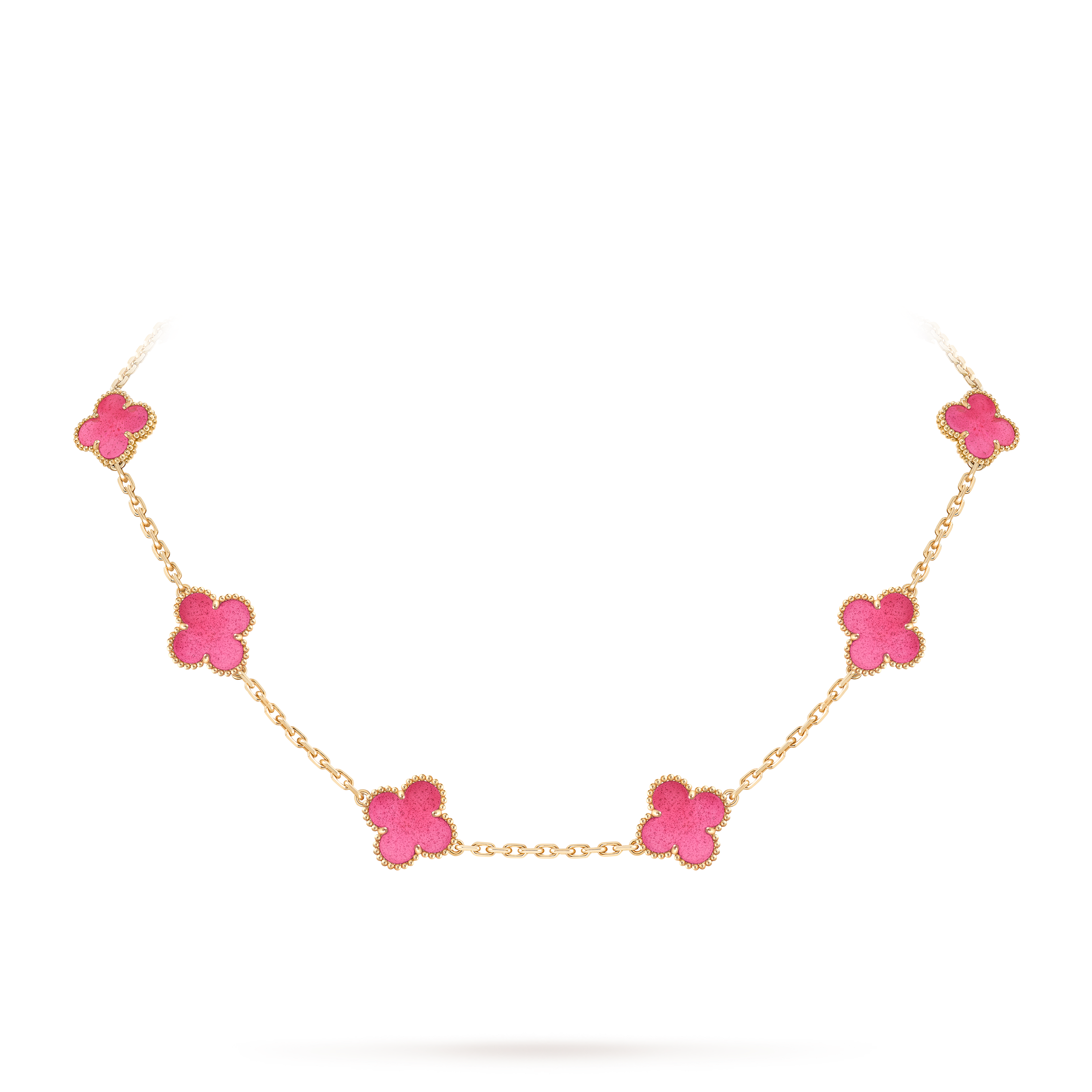 Vintage Alhambra necklace, 10 motifs, 18K yellow gold, On Stand, Jewelry Necklace - Van Cleef & Arpels