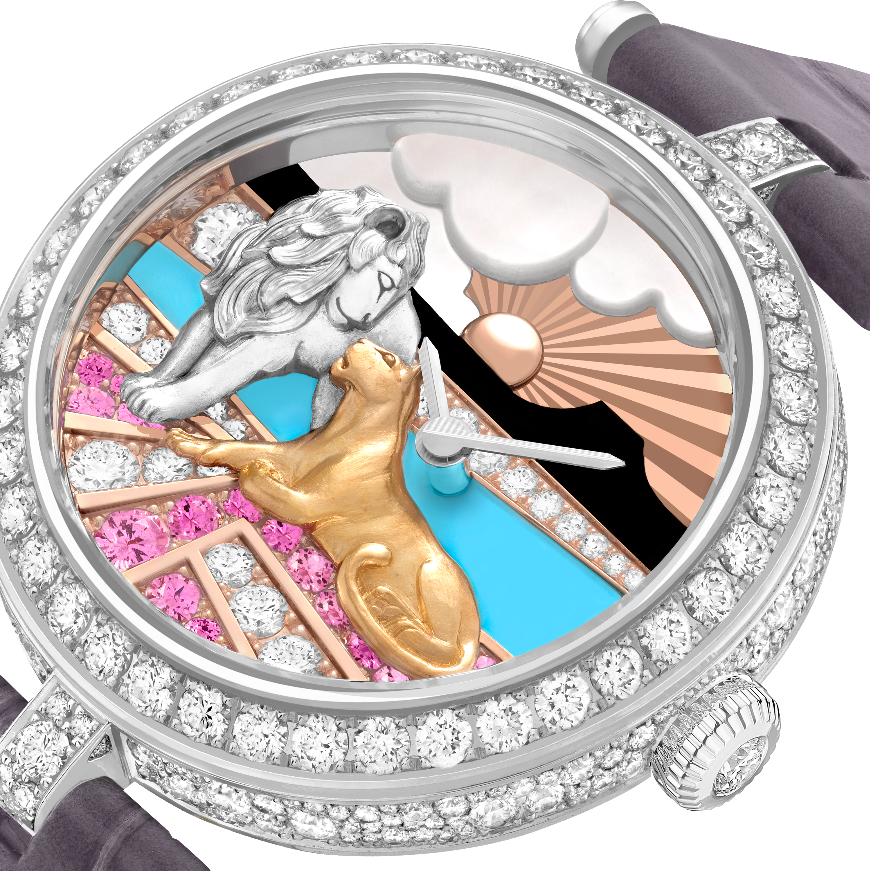 Orologio Duo de Lions Oro bianco 750 1000 Diamante Madreperla