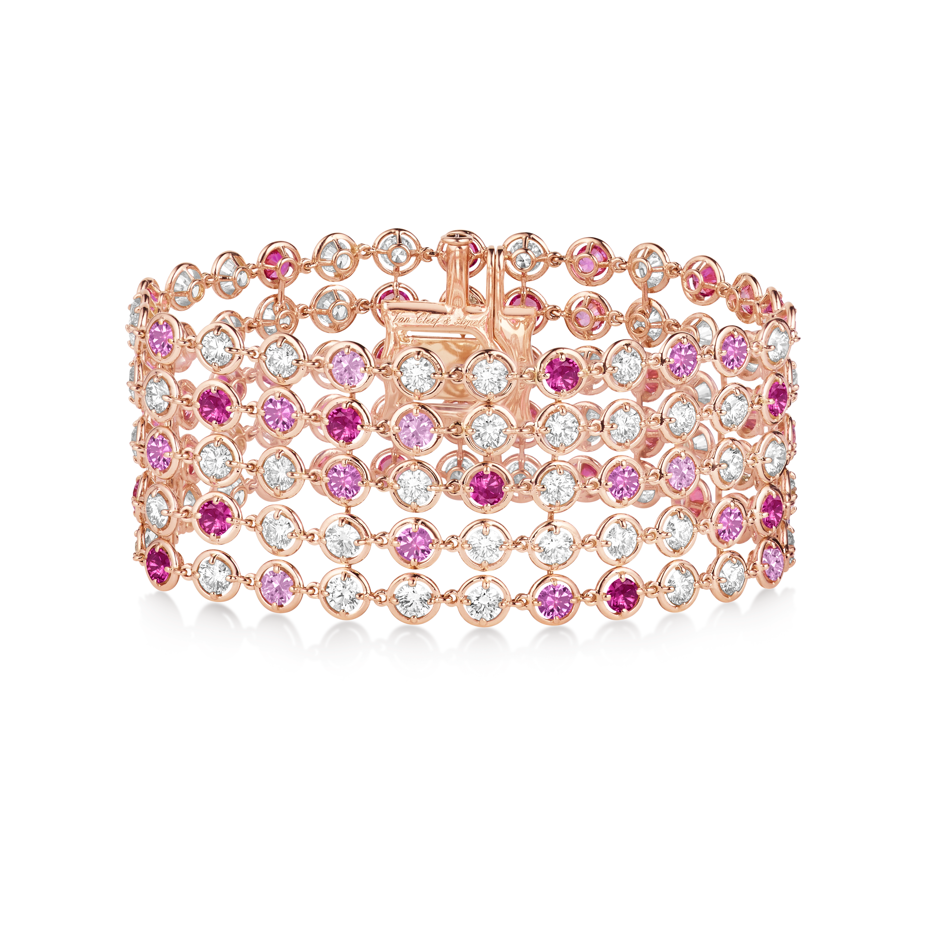 Palmyre bracelet 18K rose gold, Diamond, Sapphire - Van Cleef & Arpels