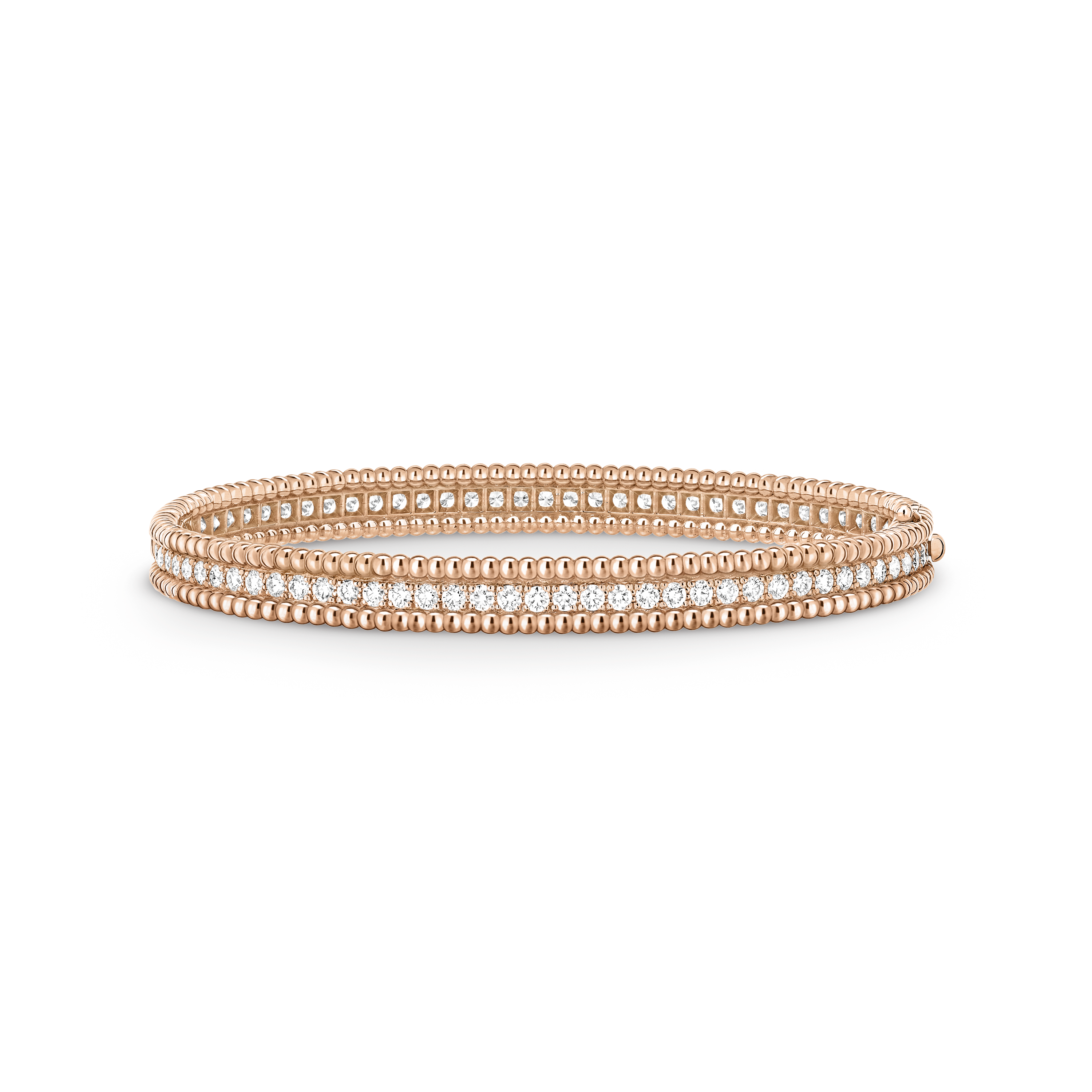 Perlée diamonds bracelet, 1 row, large model, 18K rose gold, Diamond:  84 stones,  2.26 carats, Front, Jewelry Bracelet - Van Cleef & Arpels