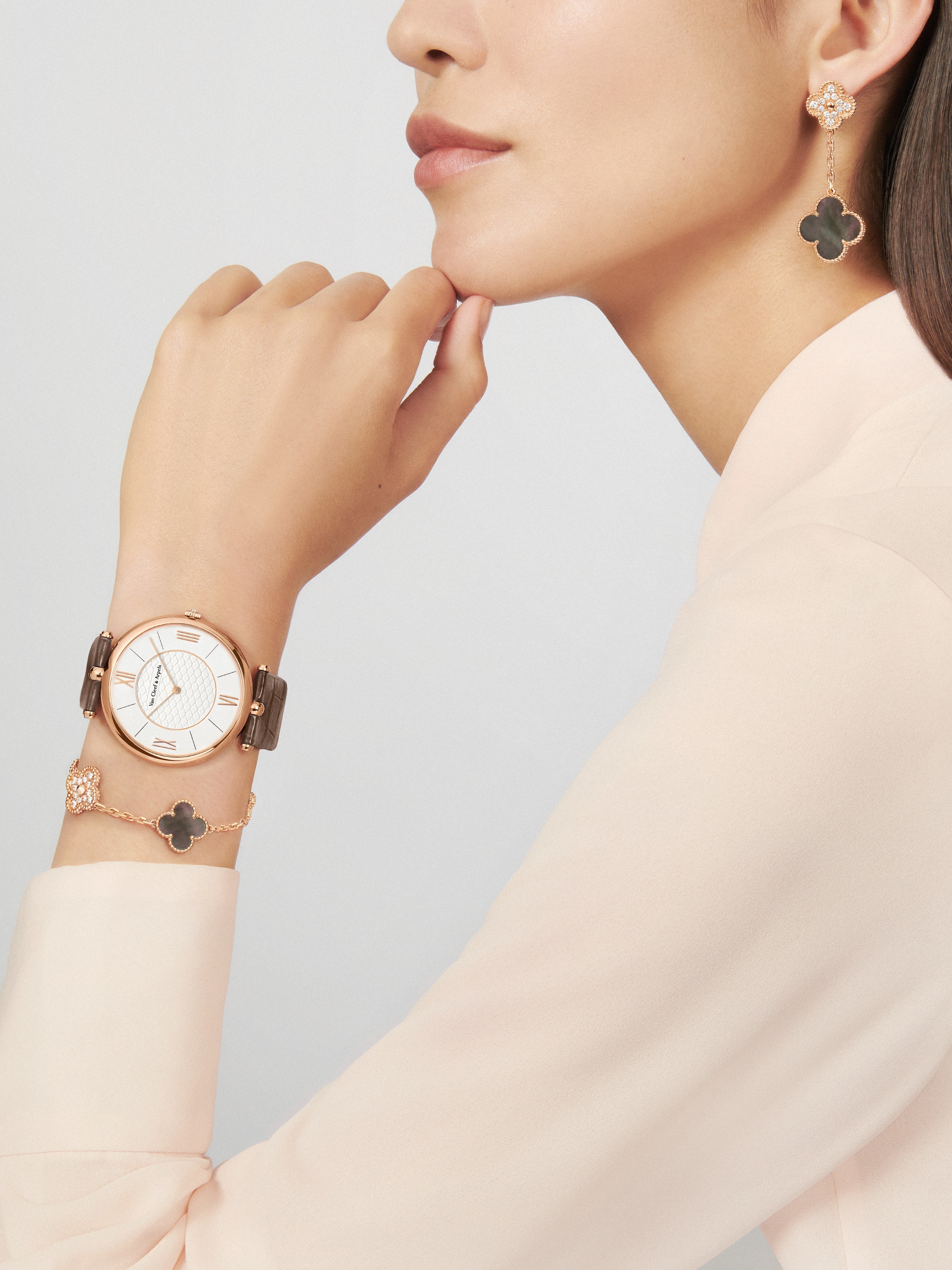 Pierre Arpels腕表,42毫米, 18K玫瑰金, 钻石:  1 宝石,  0.04 克拉, Worn Alternative, Watch_梵克雅宝_Van Cleef & Arpels