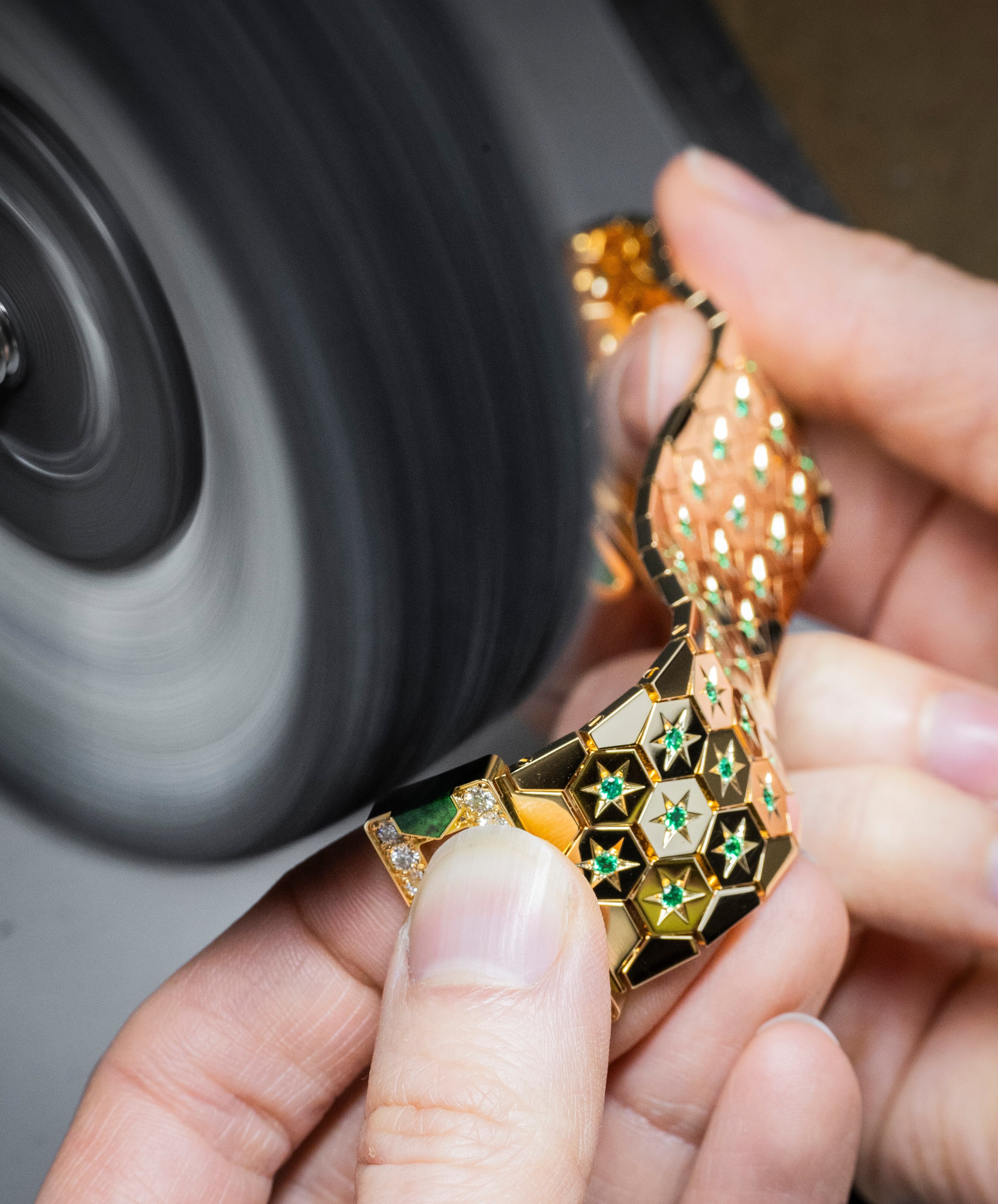 ルド ブレスレット 18K イエローゴールド, エメラルド, クリソプレーズ