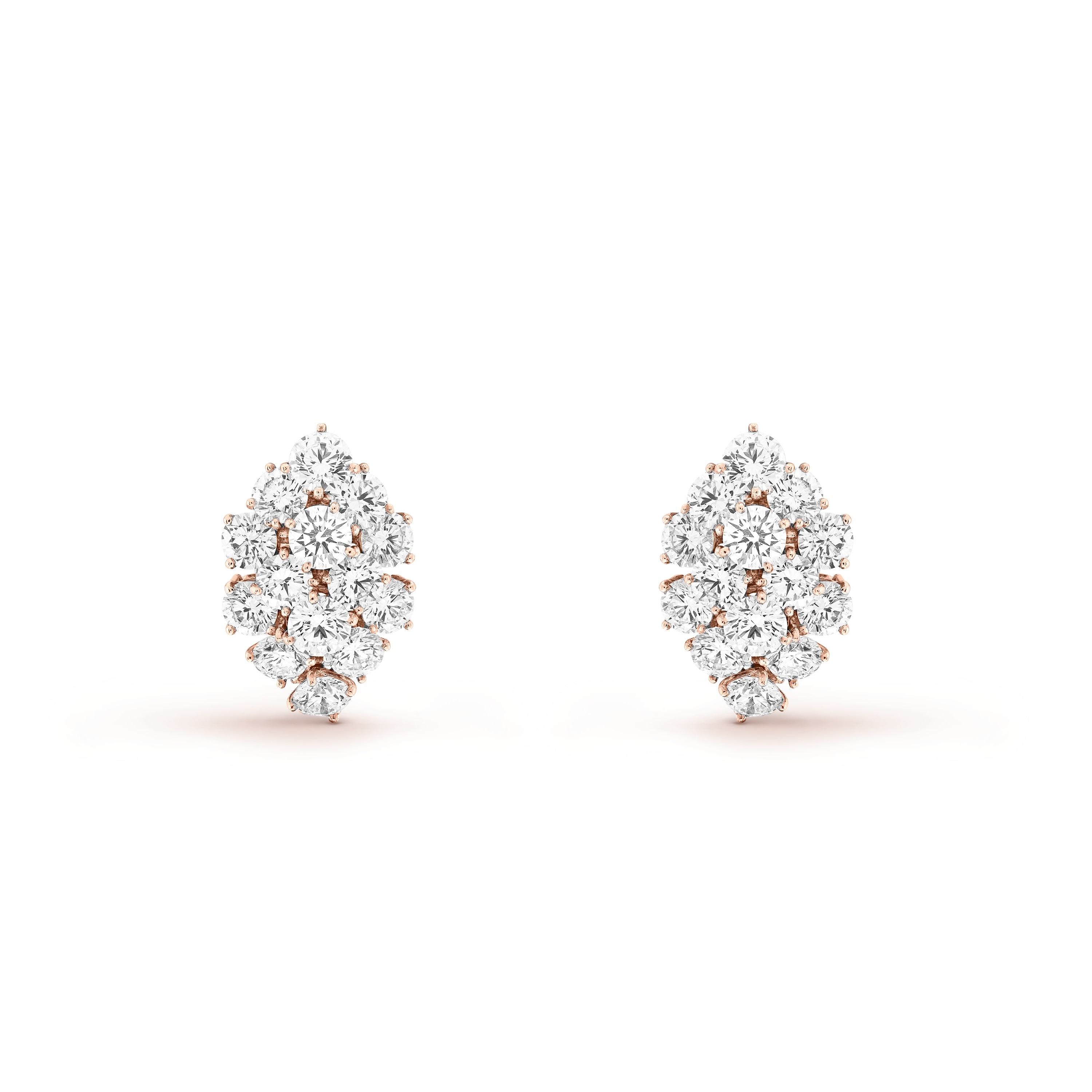 À Cheval transformable earrings, large model, 18K rose gold, Diamond:  102 stones,  22.72 carats, Three Fourth, High Jewelry Earrings - Van Cleef & Arpels
