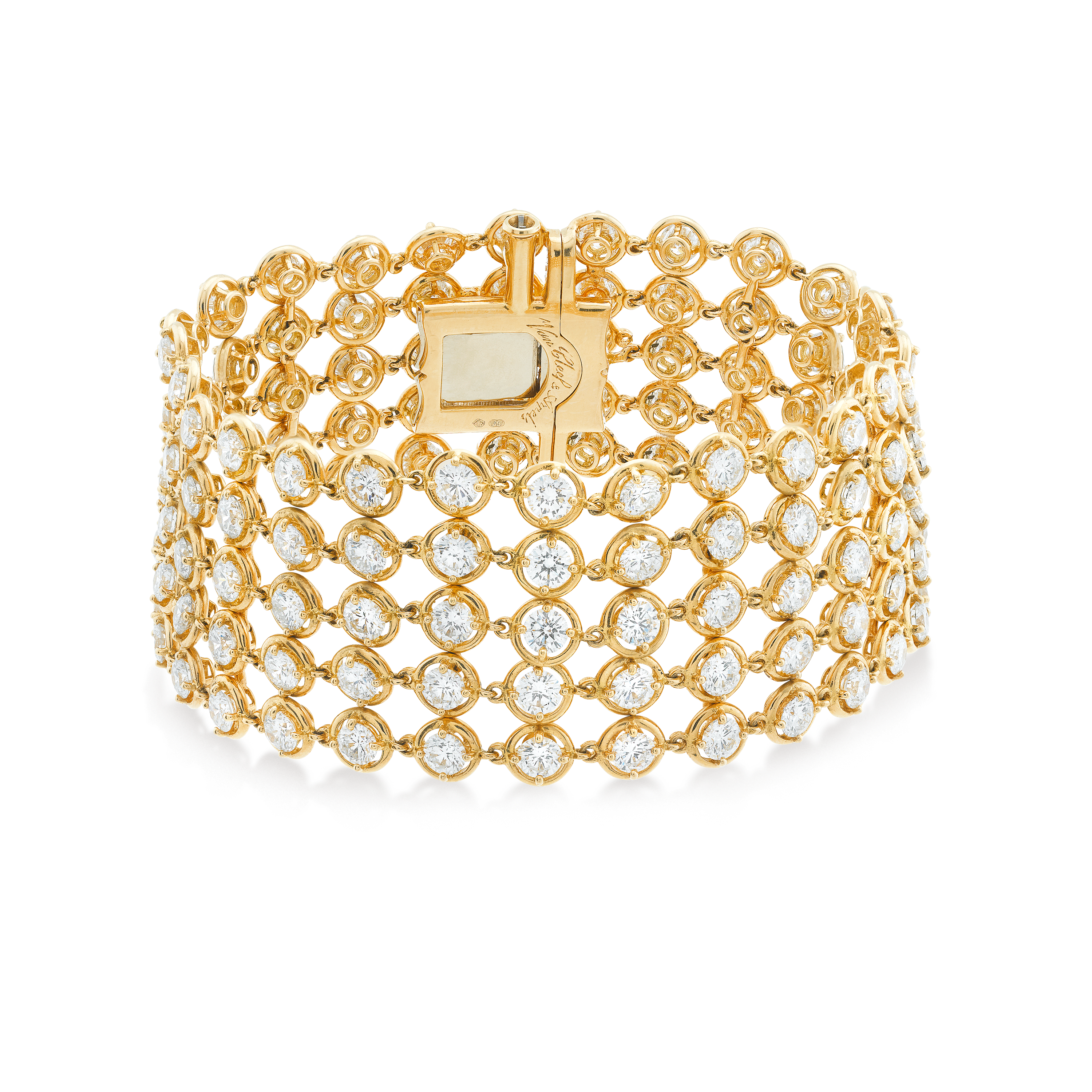 Palmyre bracelet, 18K yellow gold, Diamond:  135 stones,  18.82 carats, Front, High Jewelry Bracelet - Van Cleef & Arpels